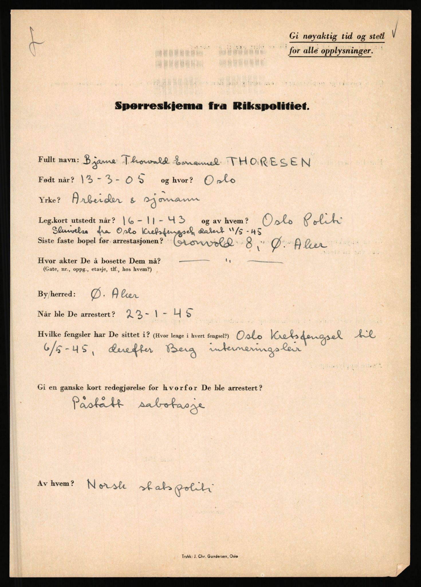 Rikspolitisjefen, AV/RA-S-1560/L/L0017: Tidemann, Hermann G. - Veum, Tjostolv, 1940-1945, p. 193