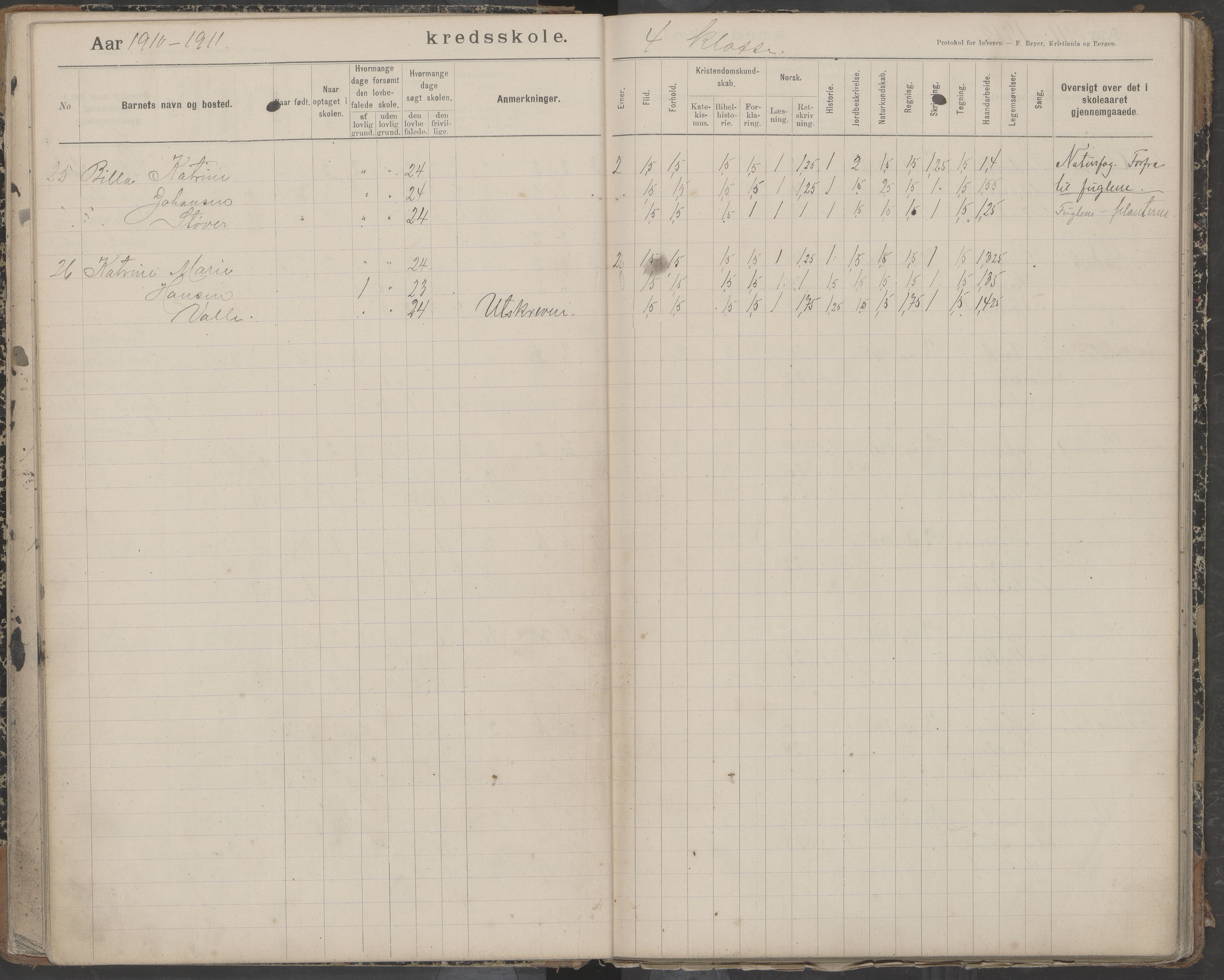 Bodin kommune. Støver skolekrets, AIN/K-18431.510.07/F/Fa/L0006: Protokoll lærere i Støver skolekrets, 1908-1918