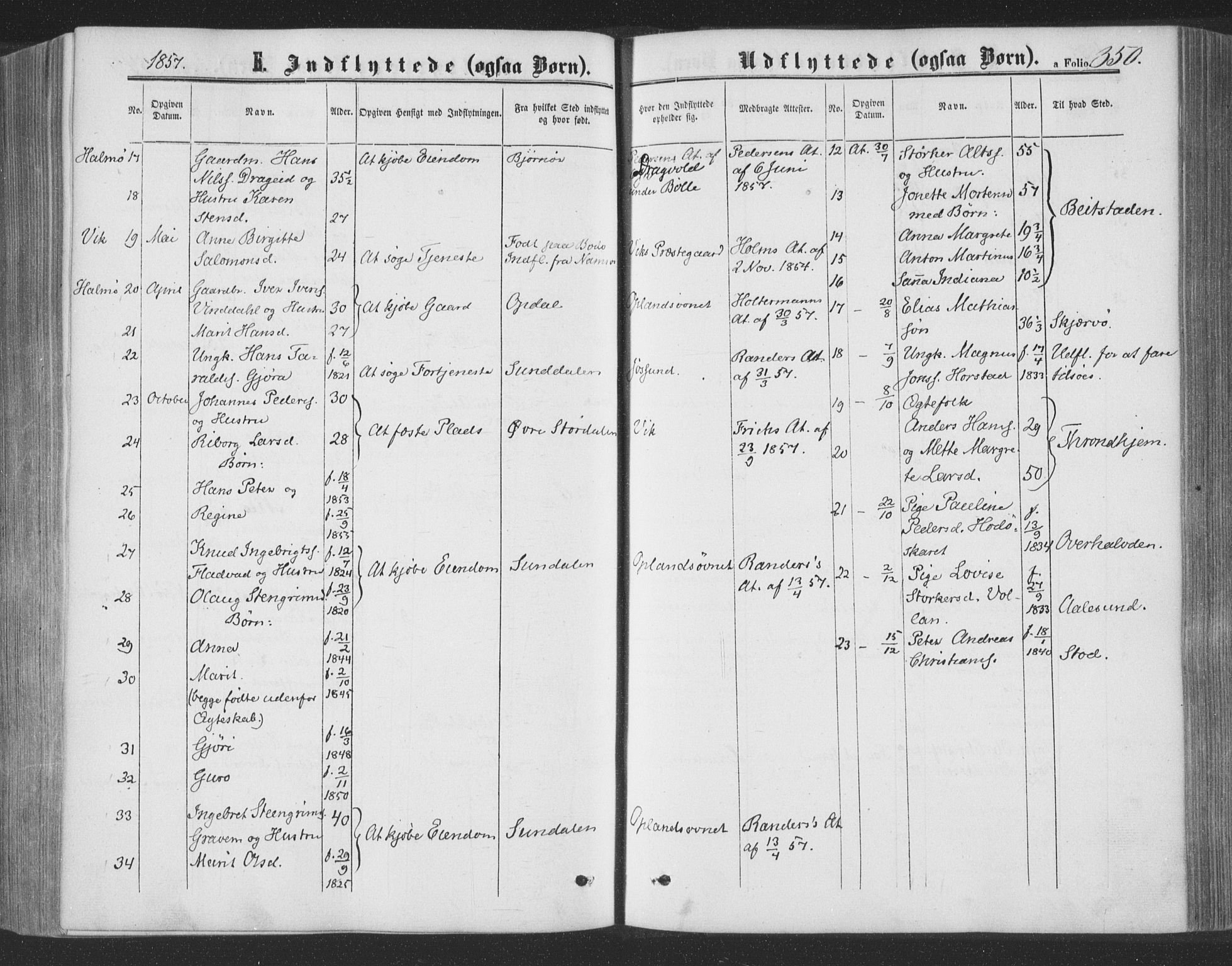 Ministerialprotokoller, klokkerbøker og fødselsregistre - Nord-Trøndelag, SAT/A-1458/773/L0615: Parish register (official) no. 773A06, 1857-1870, p. 350