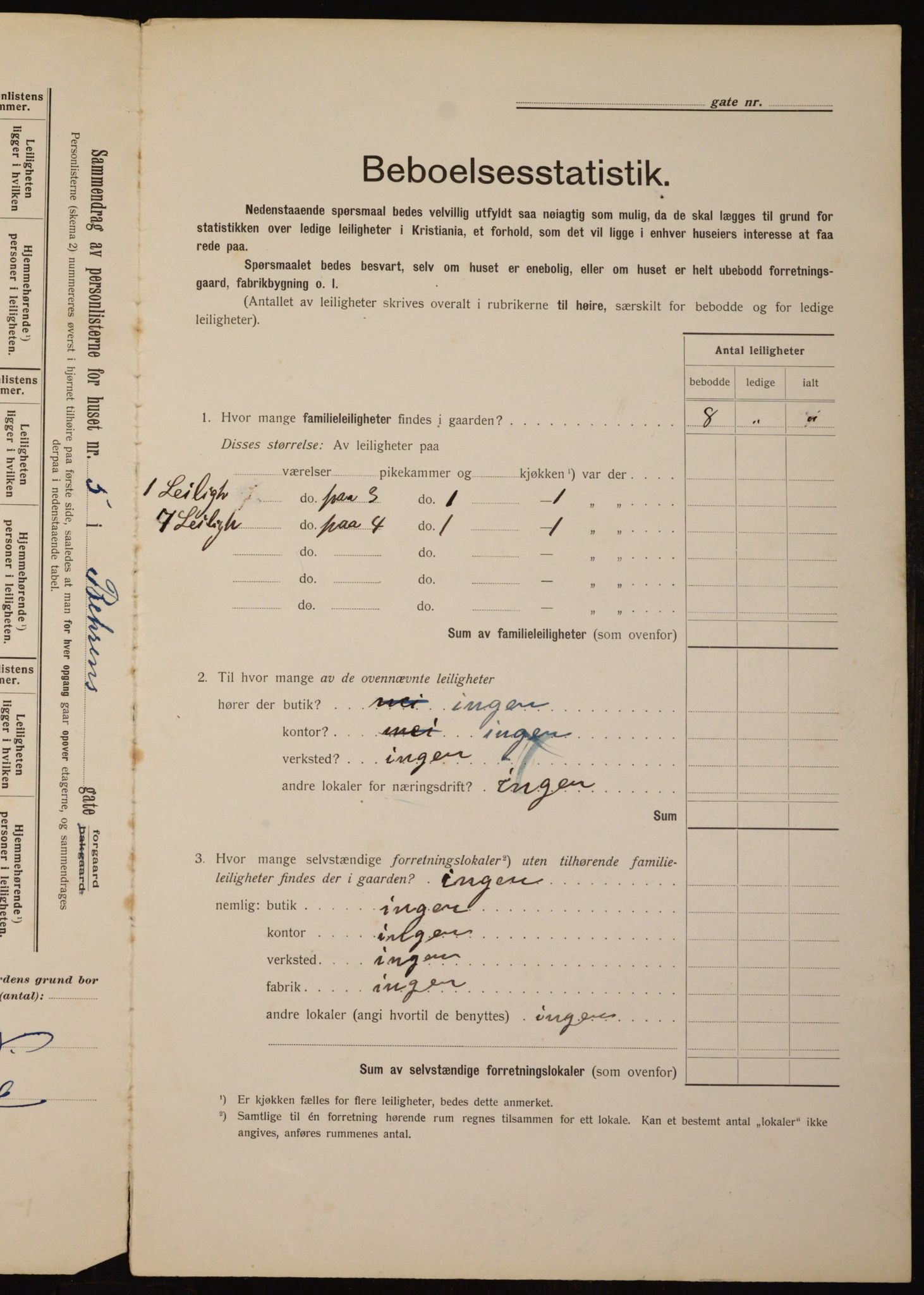 OBA, Municipal Census 1912 for Kristiania, 1912, p. 3285