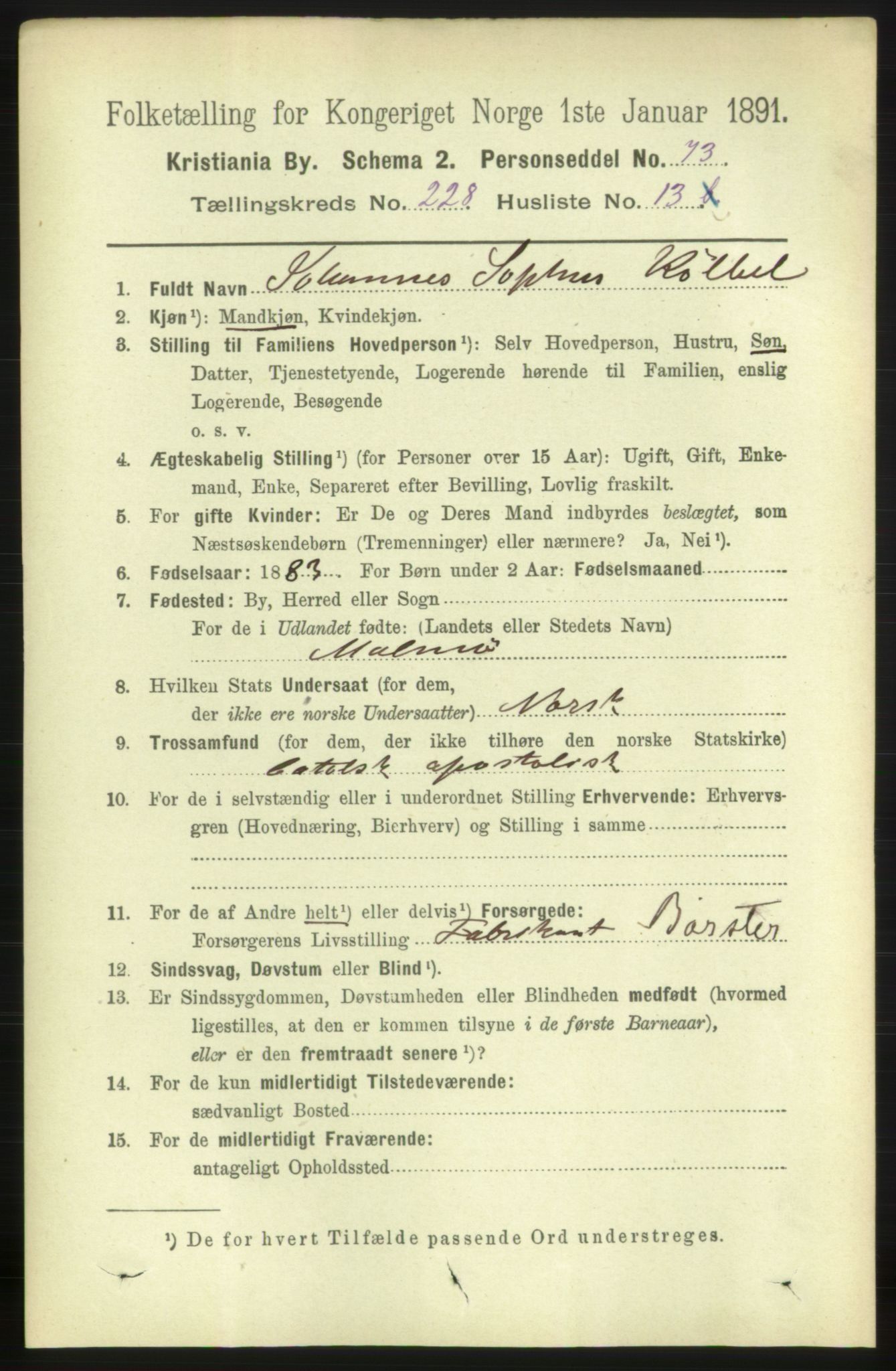RA, 1891 census for 0301 Kristiania, 1891, p. 139852