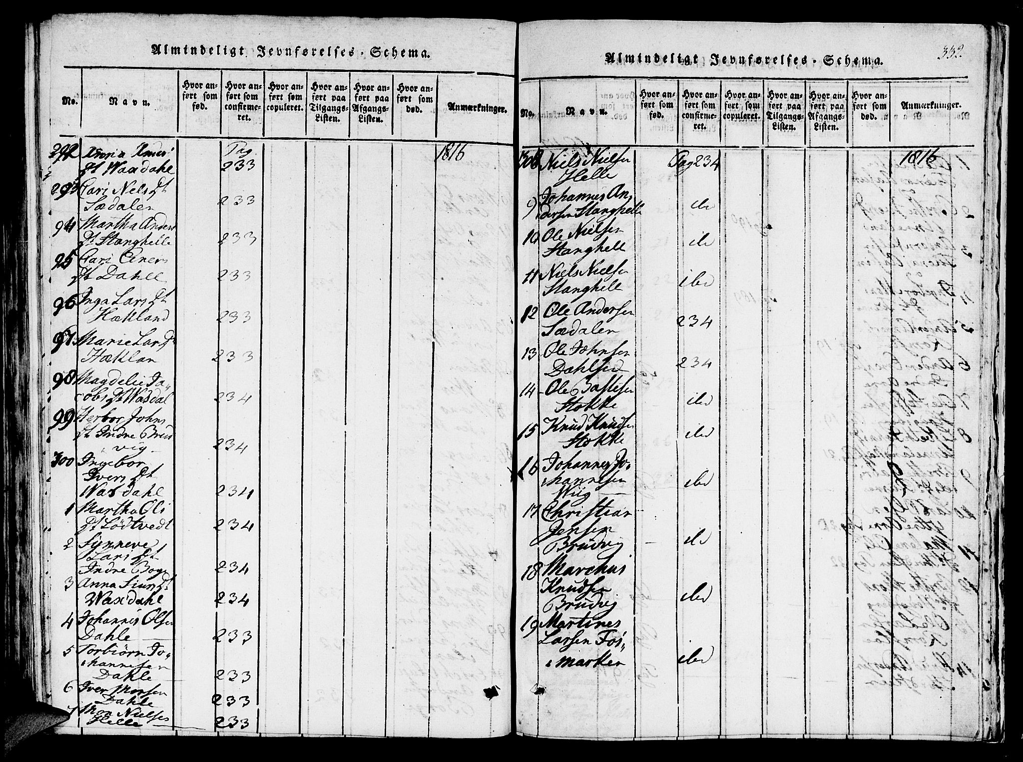 Haus sokneprestembete, AV/SAB-A-75601/H/Haa: Parish register (official) no. A 12, 1816-1821, p. 332