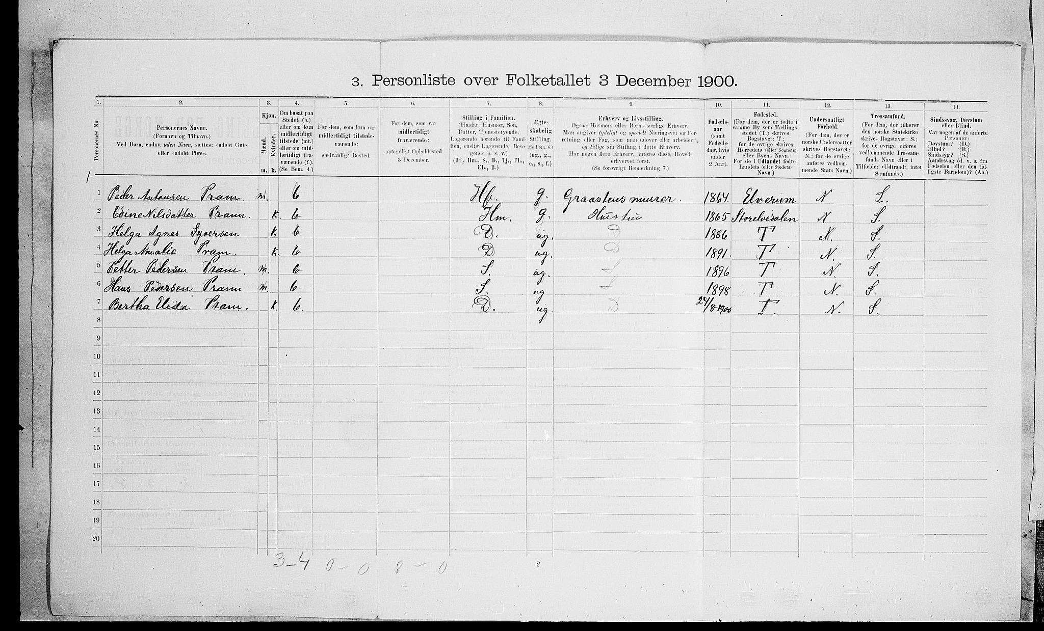 SAH, 1900 census for Hamar, 1900, p. 2515