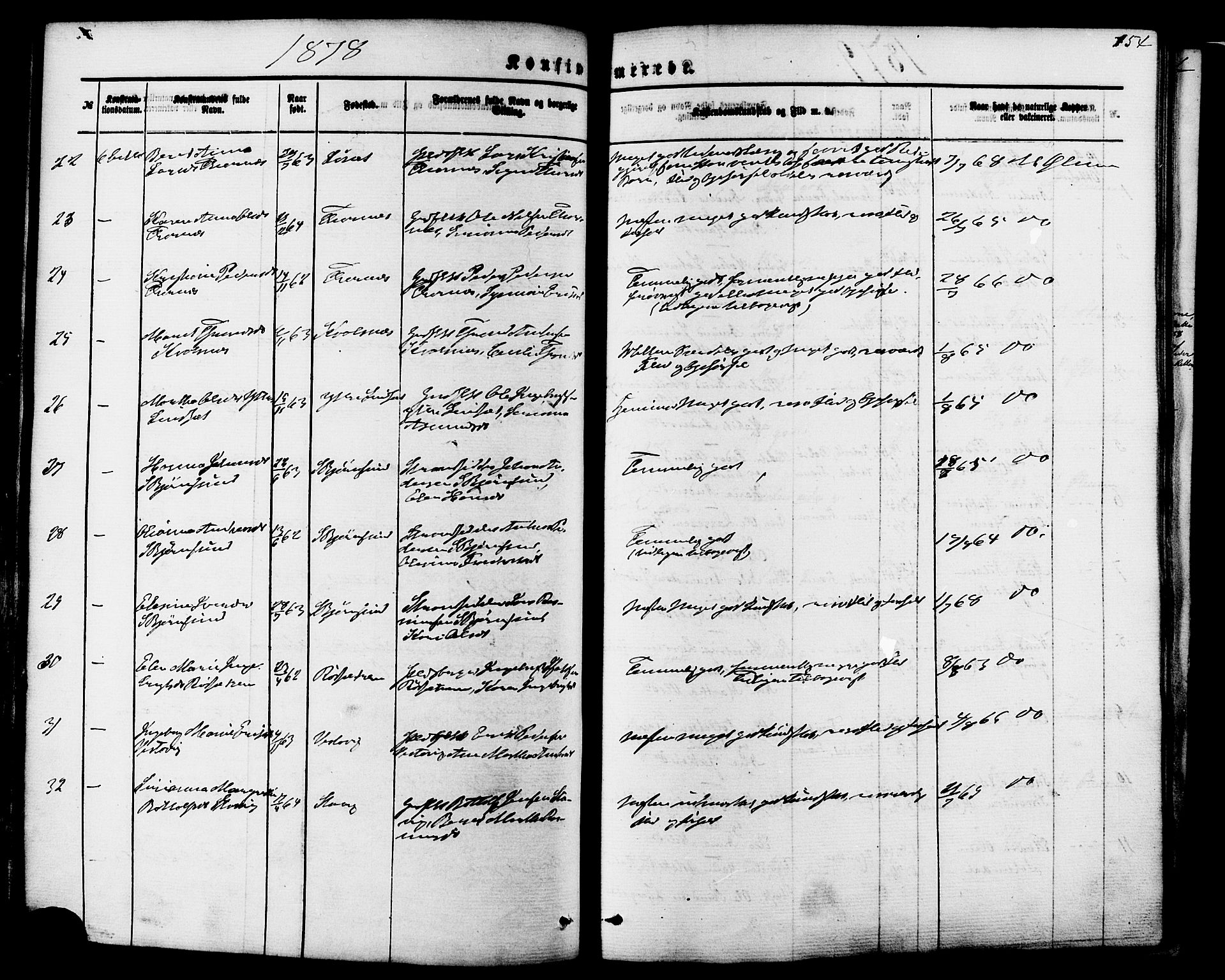 Ministerialprotokoller, klokkerbøker og fødselsregistre - Møre og Romsdal, SAT/A-1454/565/L0749: Parish register (official) no. 565A03, 1871-1886, p. 154