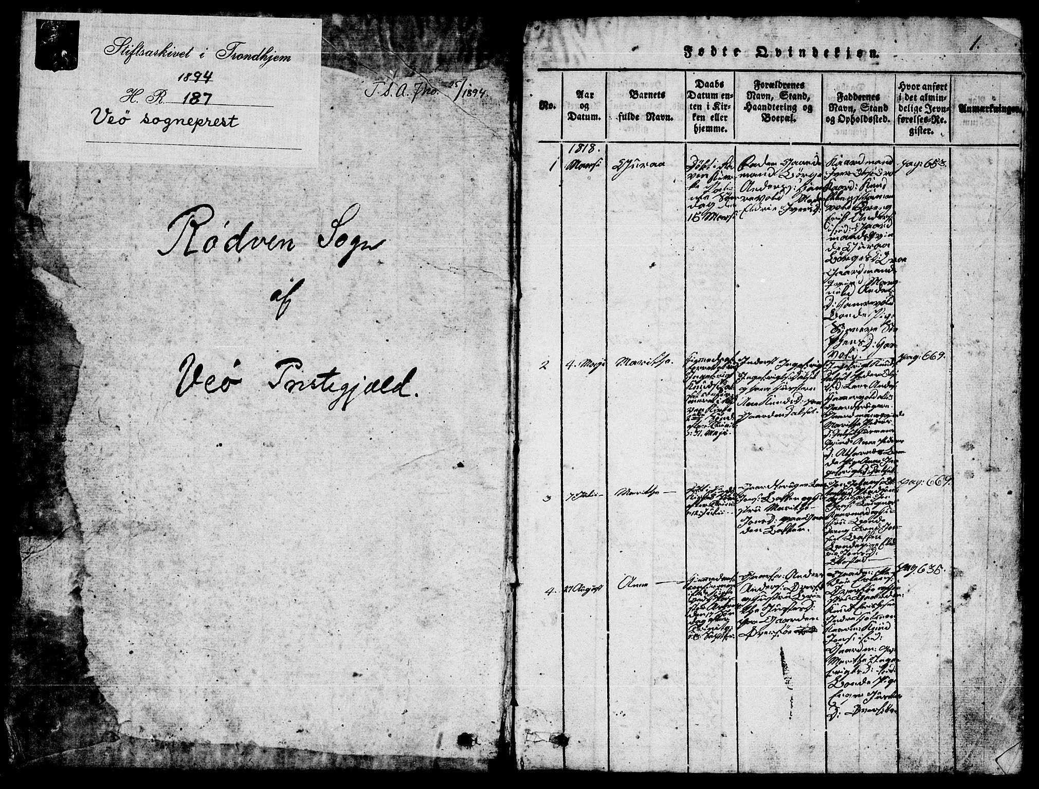 Ministerialprotokoller, klokkerbøker og fødselsregistre - Møre og Romsdal, AV/SAT-A-1454/548/L0613: Parish register (copy) no. 548C01, 1818-1846, p. 0-1