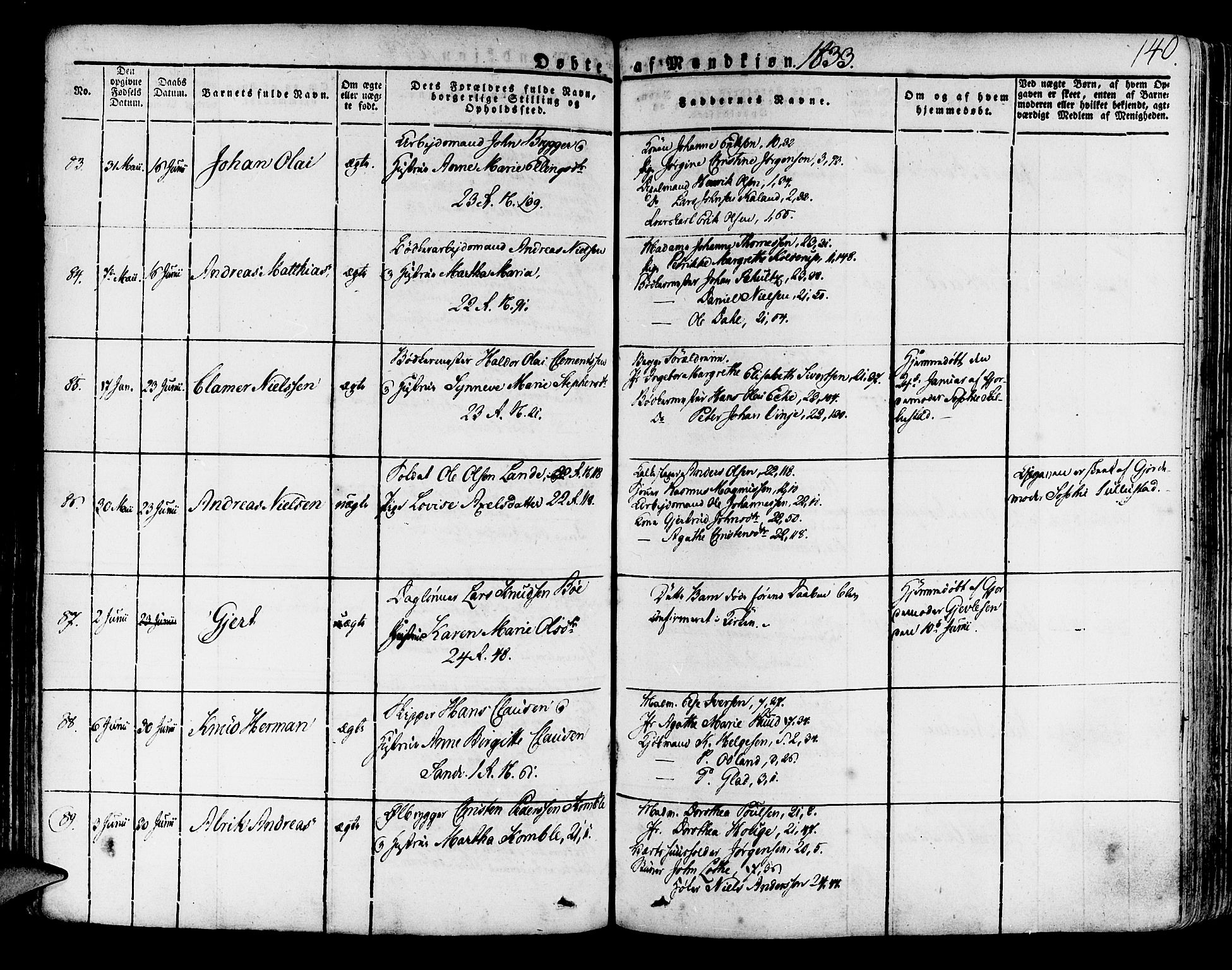 Korskirken sokneprestembete, AV/SAB-A-76101/H/Haa/L0014: Parish register (official) no. A 14, 1823-1835, p. 140