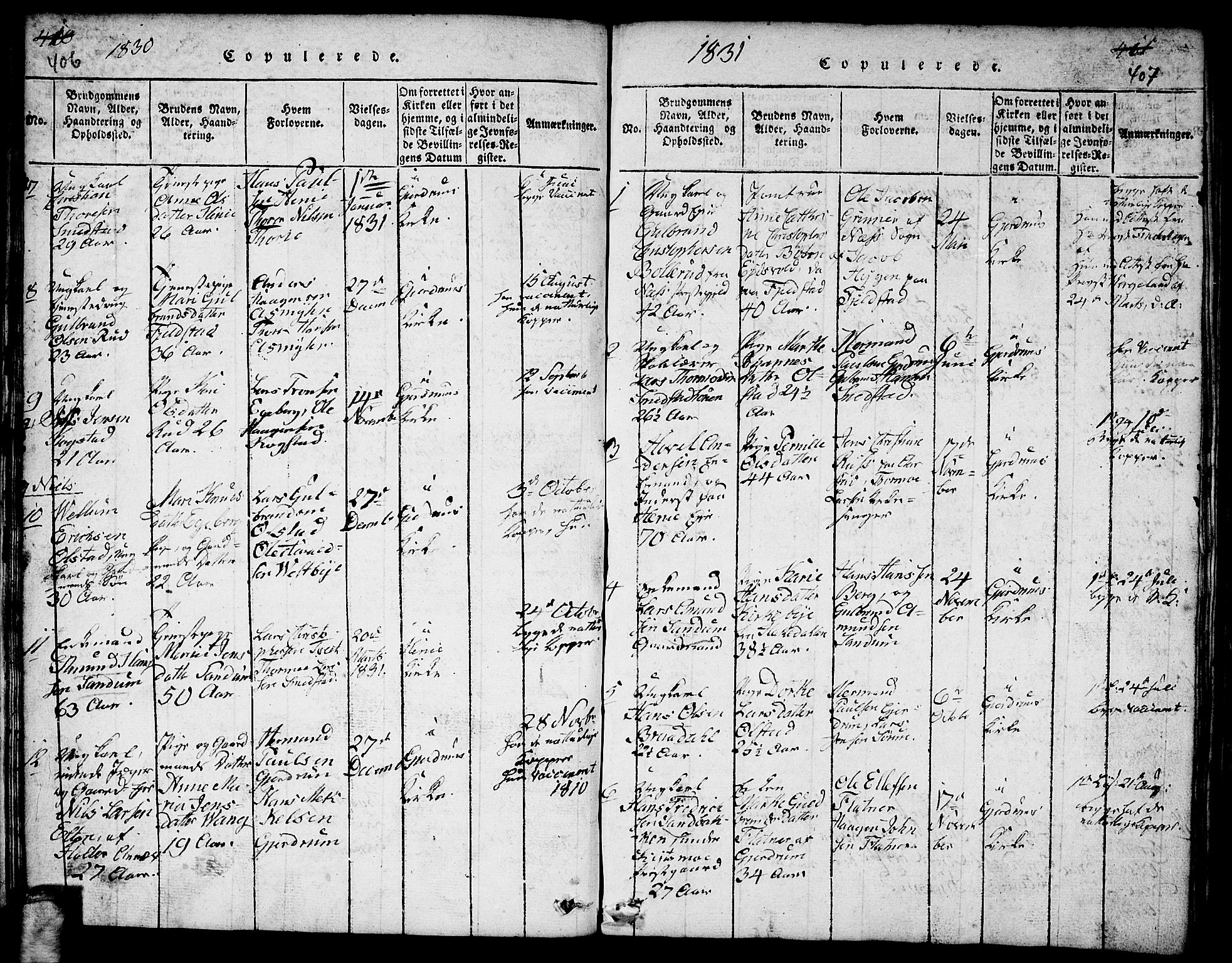Gjerdrum prestekontor Kirkebøker, SAO/A-10412b/F/Fa/L0004: Parish register (official) no. I 4, 1816-1836, p. 406-407
