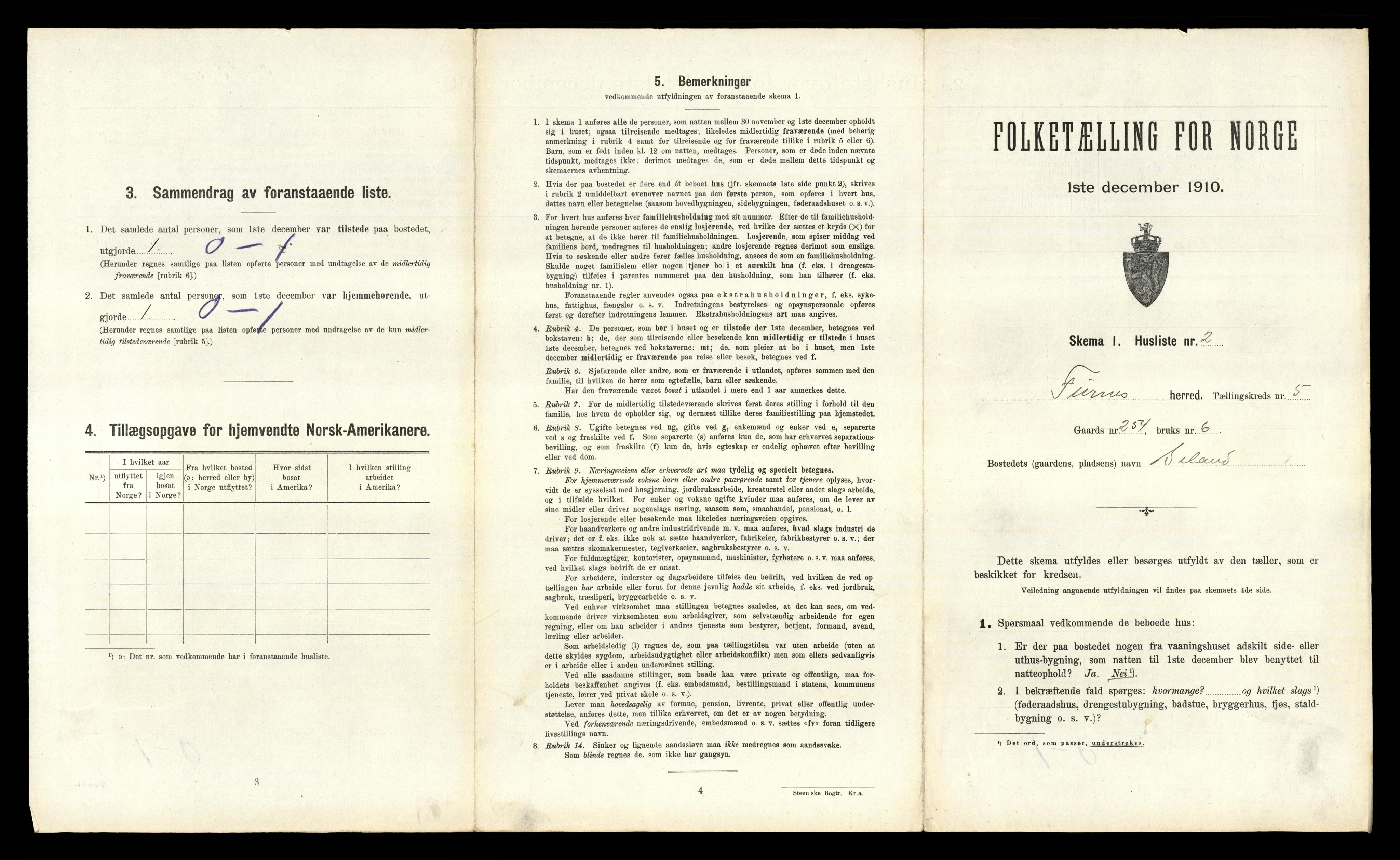 RA, 1910 census for Furnes, 1910, p. 954