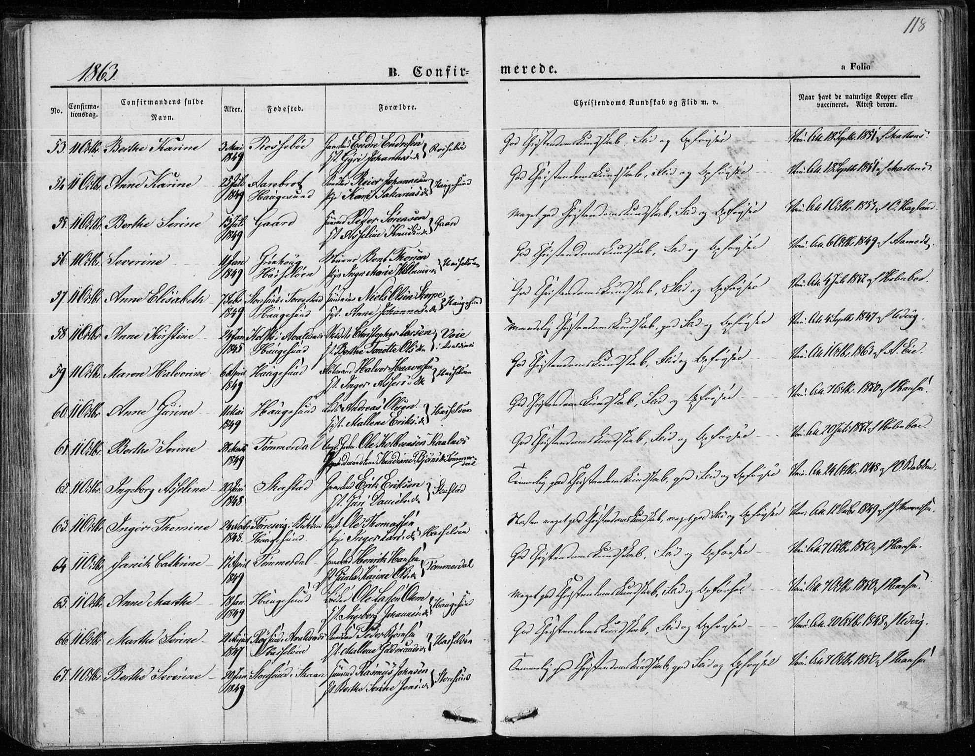 Torvastad sokneprestkontor, AV/SAST-A -101857/H/Ha/Haa/L0011: Parish register (official) no. A 11, 1857-1866, p. 118