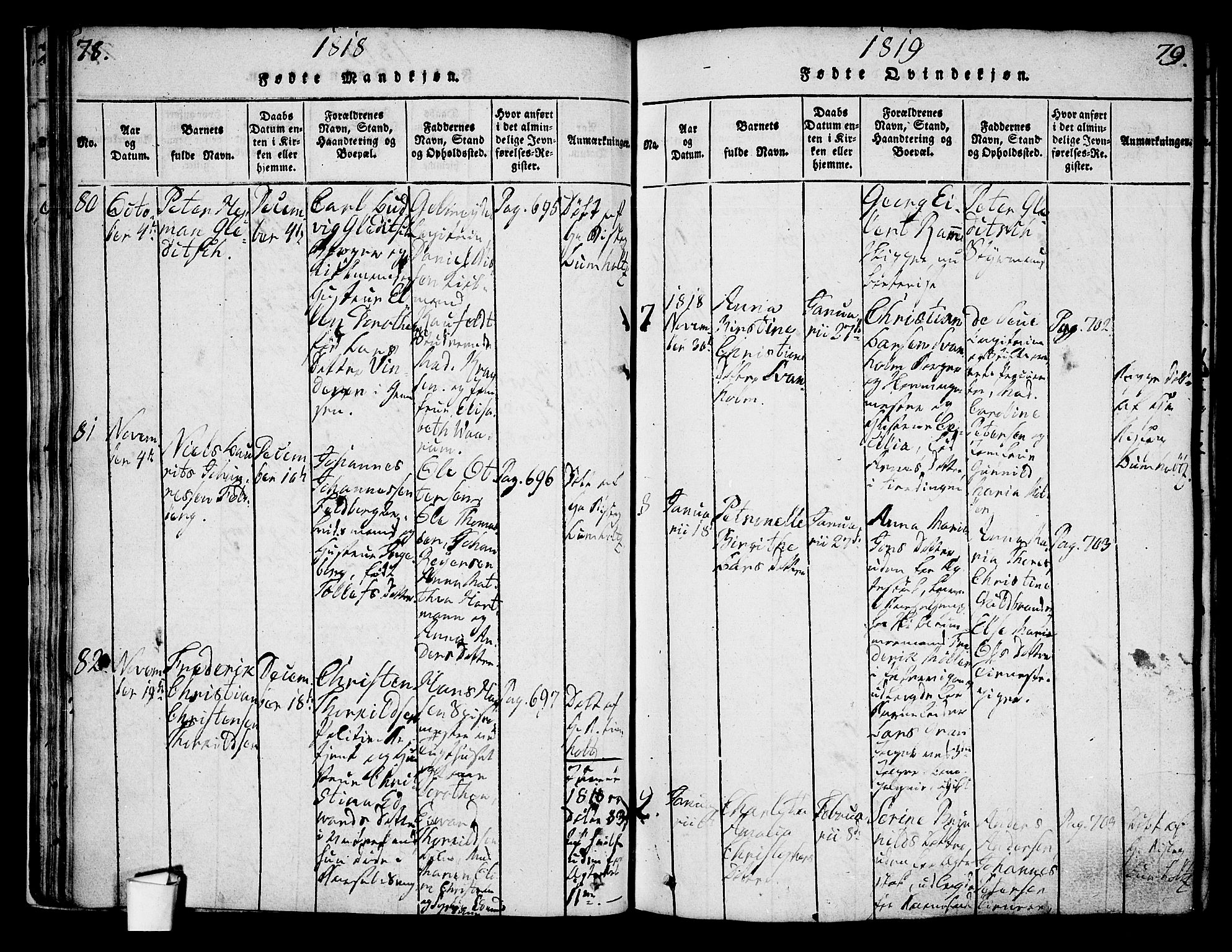 Oslo domkirke Kirkebøker, SAO/A-10752/G/Ga/L0001: Parish register (copy) no. 1, 1817-1825, p. 78-79