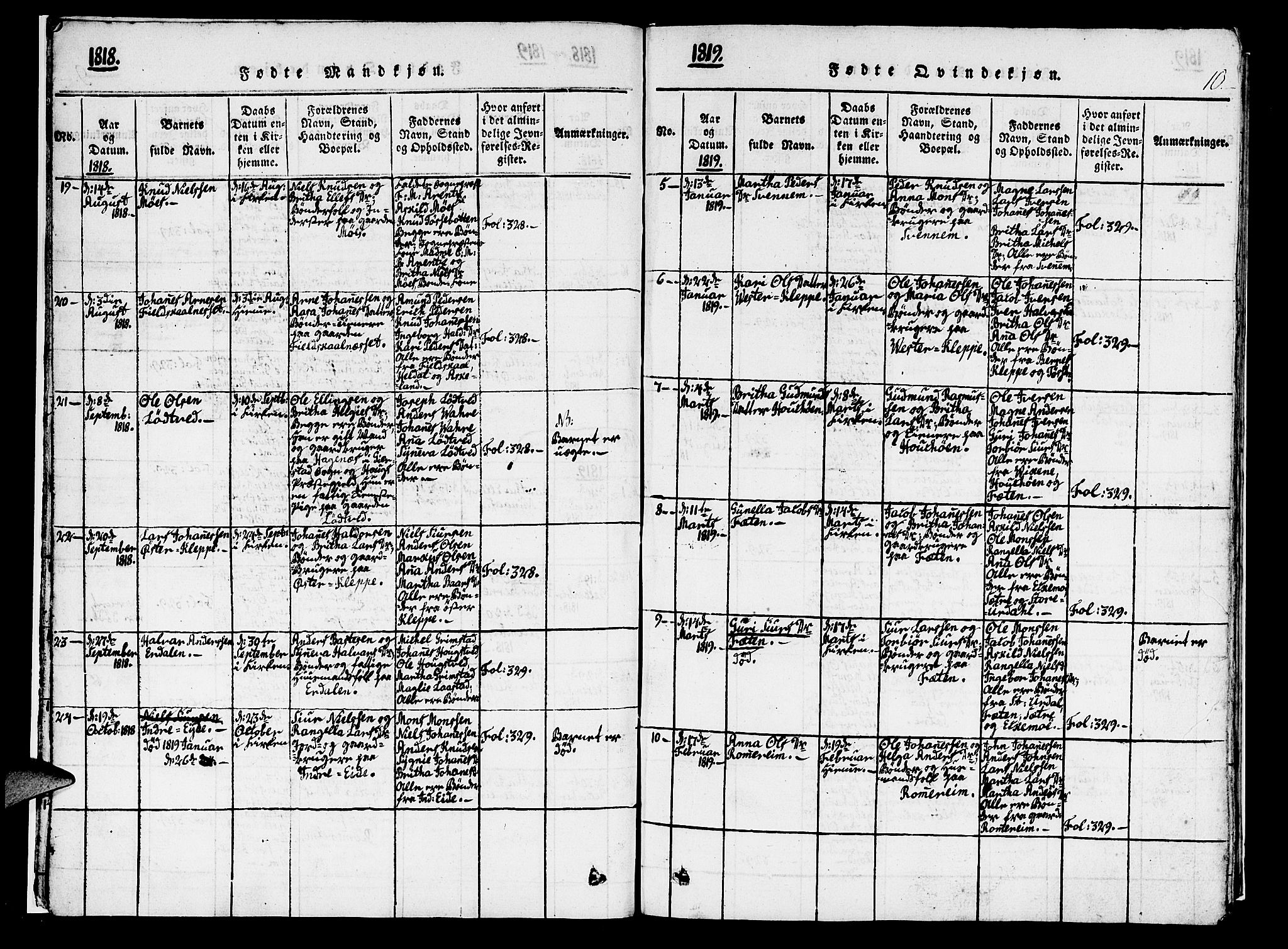 Hosanger sokneprestembete, AV/SAB-A-75801/H/Haa: Parish register (official) no. A 5, 1815-1824, p. 10