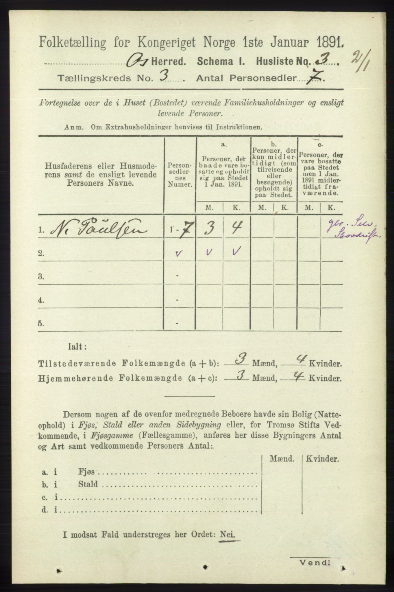 RA, 1891 census for 1243 Os, 1891, p. 861