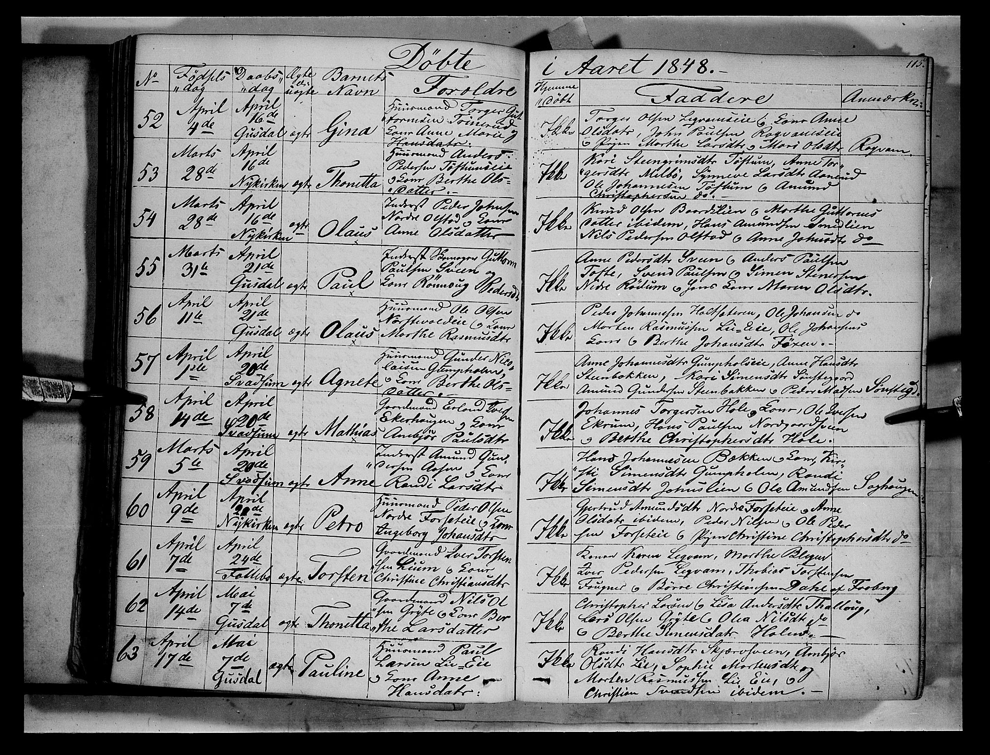 Gausdal prestekontor, AV/SAH-PREST-090/H/Ha/Haa/L0007: Parish register (official) no. 7, 1840-1850, p. 115