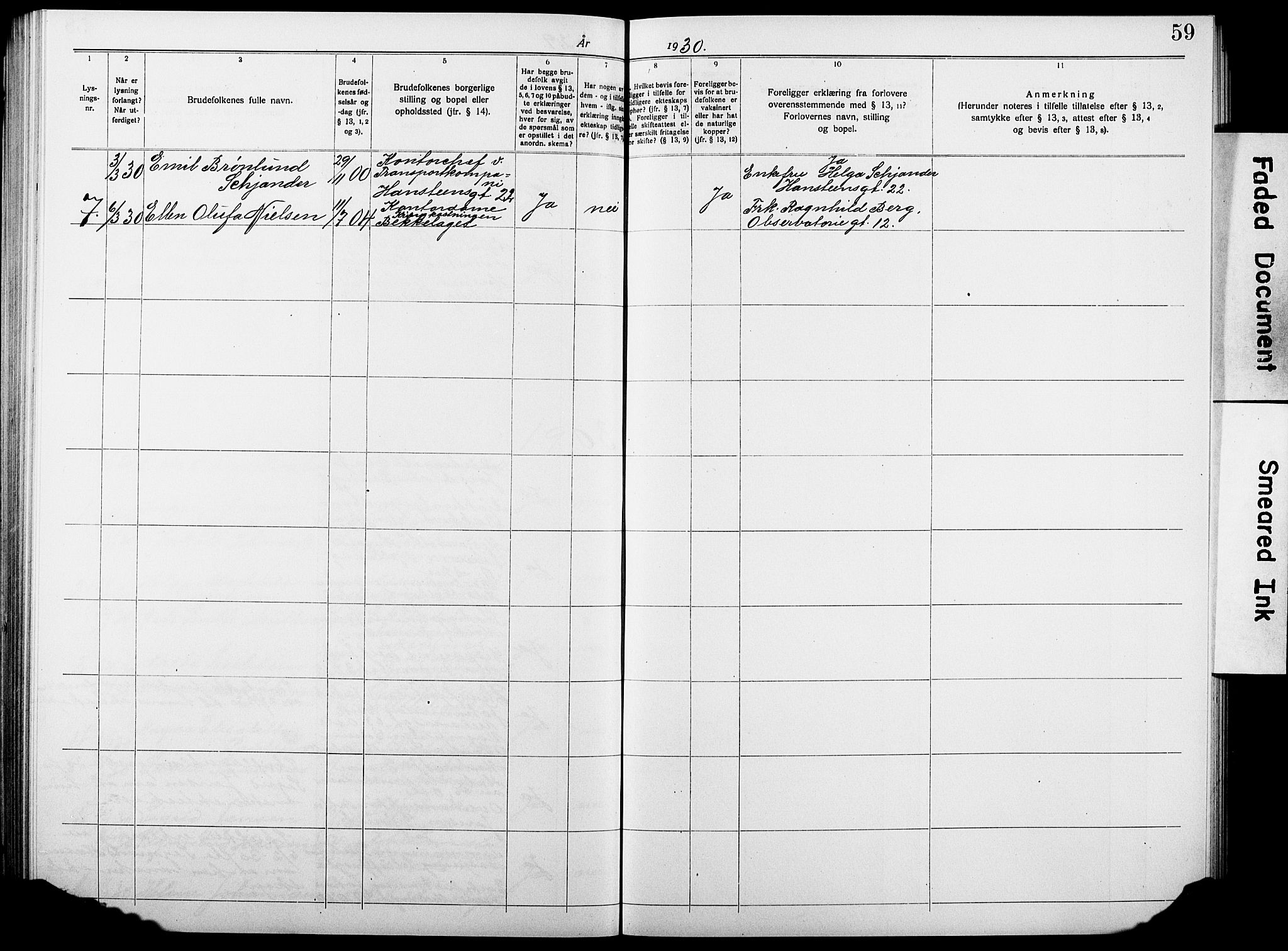 Johannes prestekontor Kirkebøker, AV/SAO-A-10852/H/Ha/L0006: Banns register no. 6, 1920-1930, p. 59