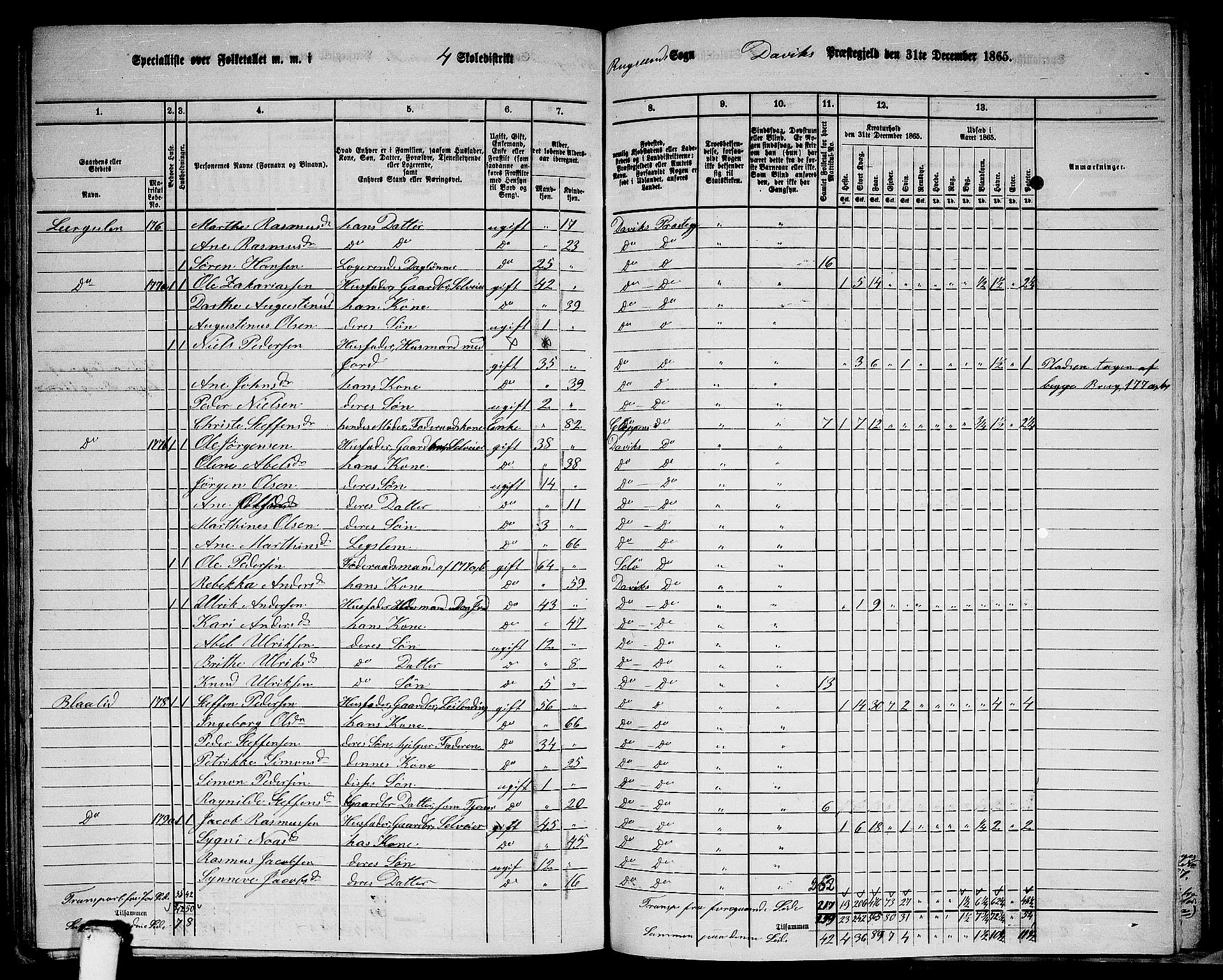 RA, 1865 census for Davik, 1865, p. 89