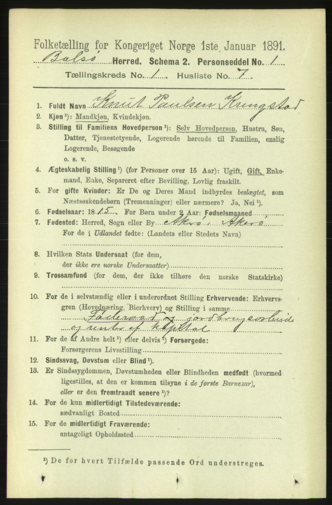 RA, 1891 census for 1544 Bolsøy, 1891, p. 216