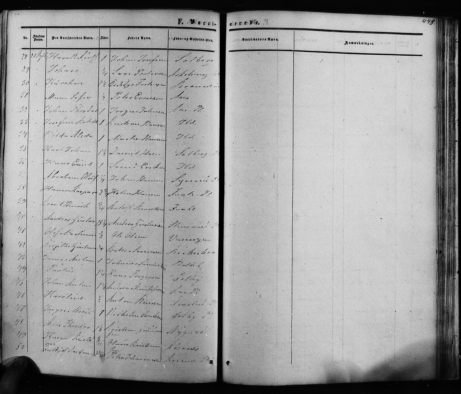 Ås prestekontor Kirkebøker, AV/SAO-A-10894/F/Fa/L0007: Parish register (official) no. I 7, 1854-1870, p. 448