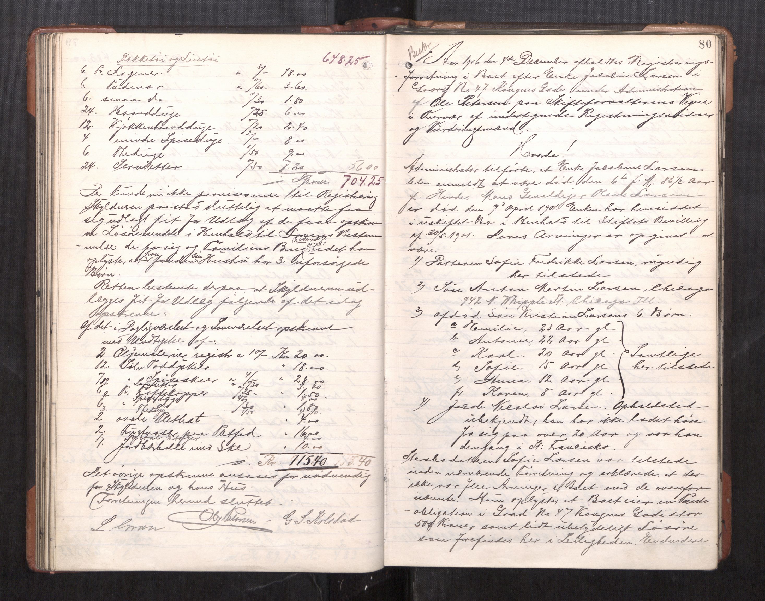 Trondheim byfogd, AV/SAT-A-0003/1/3/3C/L0025: Skifteregistreringsprotokoll - 24/1-14/7. (u/ register), 1906-1909, p. 80