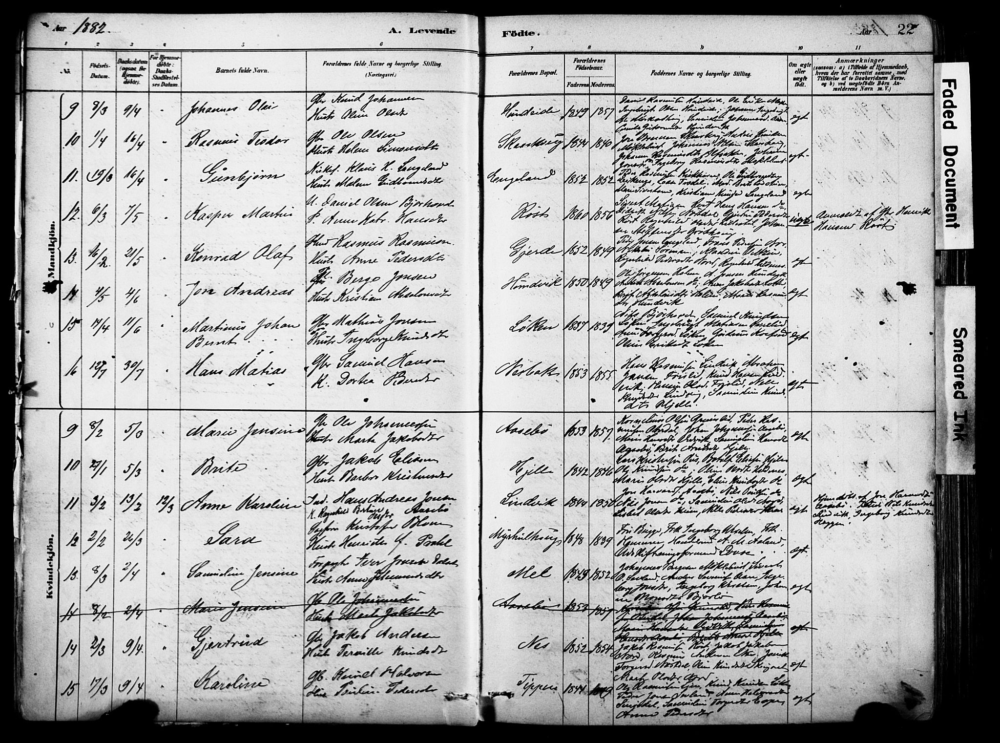 Eid sokneprestembete, AV/SAB-A-82301/H/Haa/Haab/L0001: Parish register (official) no. B 1, 1879-1906, p. 22