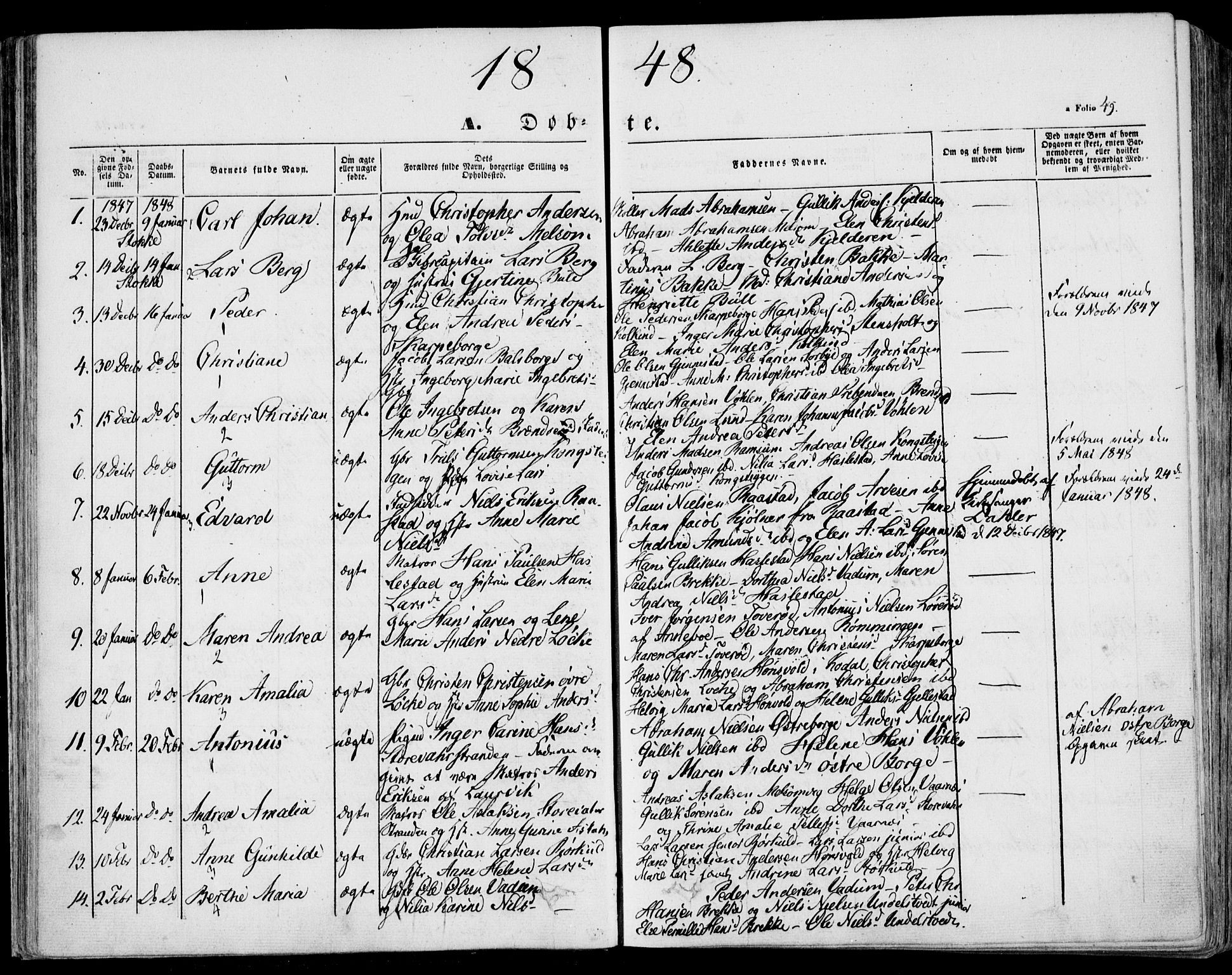 Stokke kirkebøker, AV/SAKO-A-320/F/Fa/L0007: Parish register (official) no. I 7, 1844-1857, p. 49