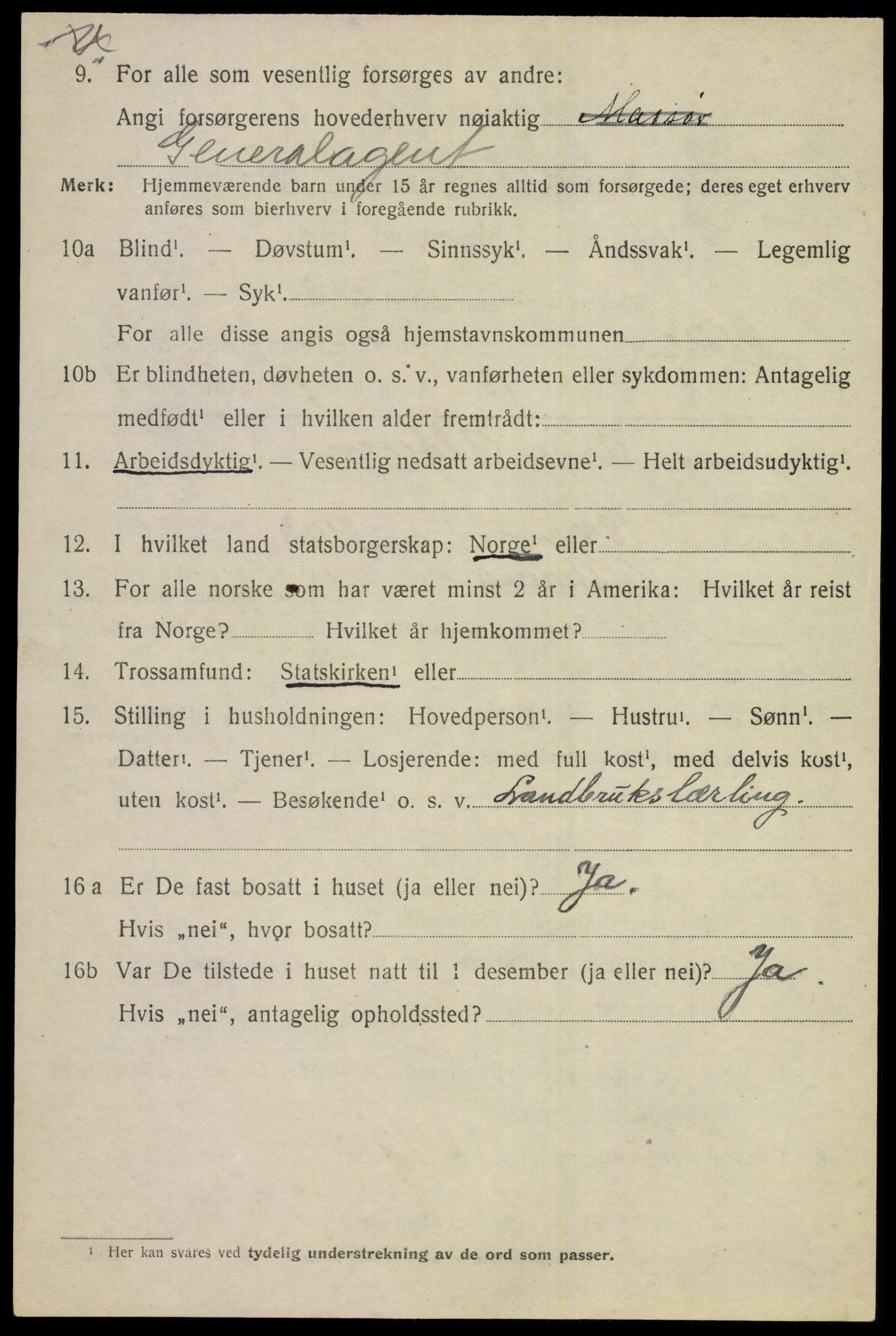 SAKO, 1920 census for Hole, 1920, p. 1070