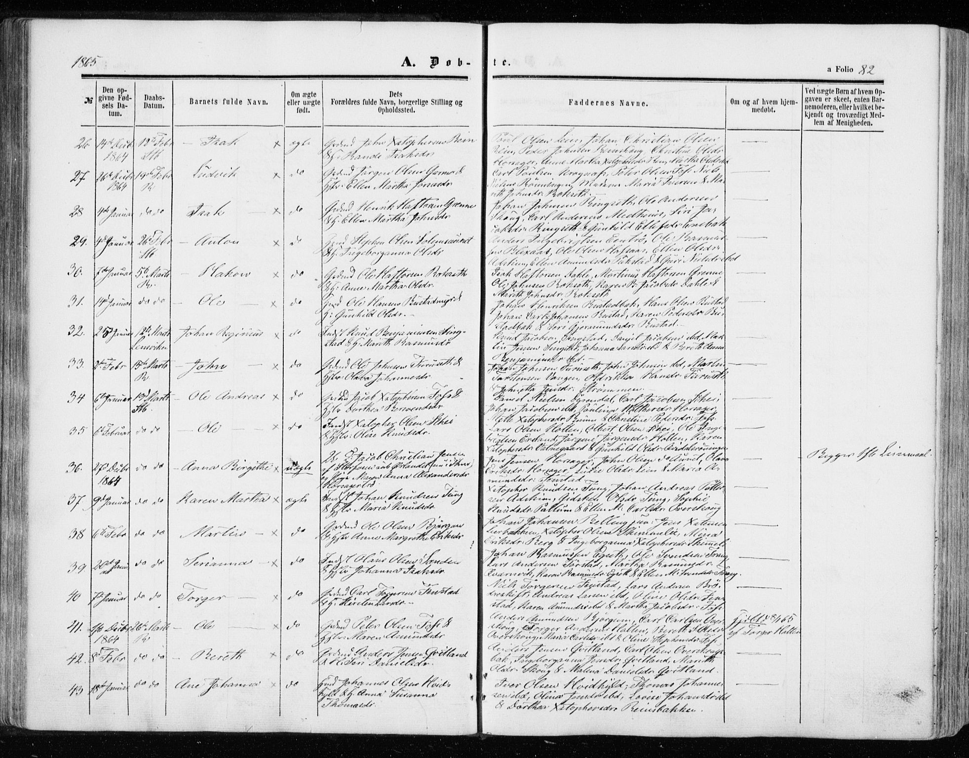 Ministerialprotokoller, klokkerbøker og fødselsregistre - Sør-Trøndelag, AV/SAT-A-1456/646/L0612: Parish register (official) no. 646A10, 1858-1869, p. 82