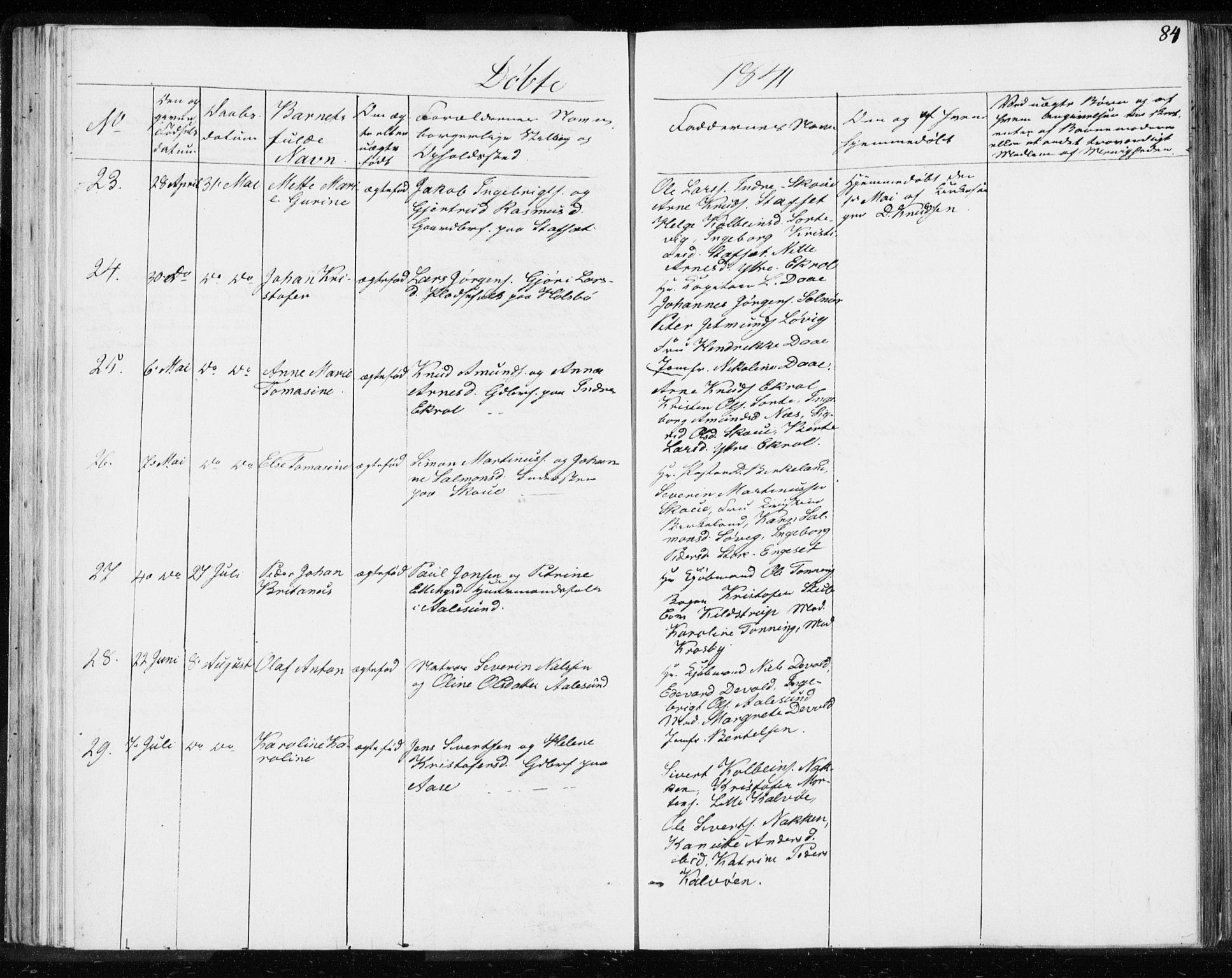 Ministerialprotokoller, klokkerbøker og fødselsregistre - Møre og Romsdal, AV/SAT-A-1454/528/L0414: Curate's parish register no. 528B02, 1833-1844, p. 84