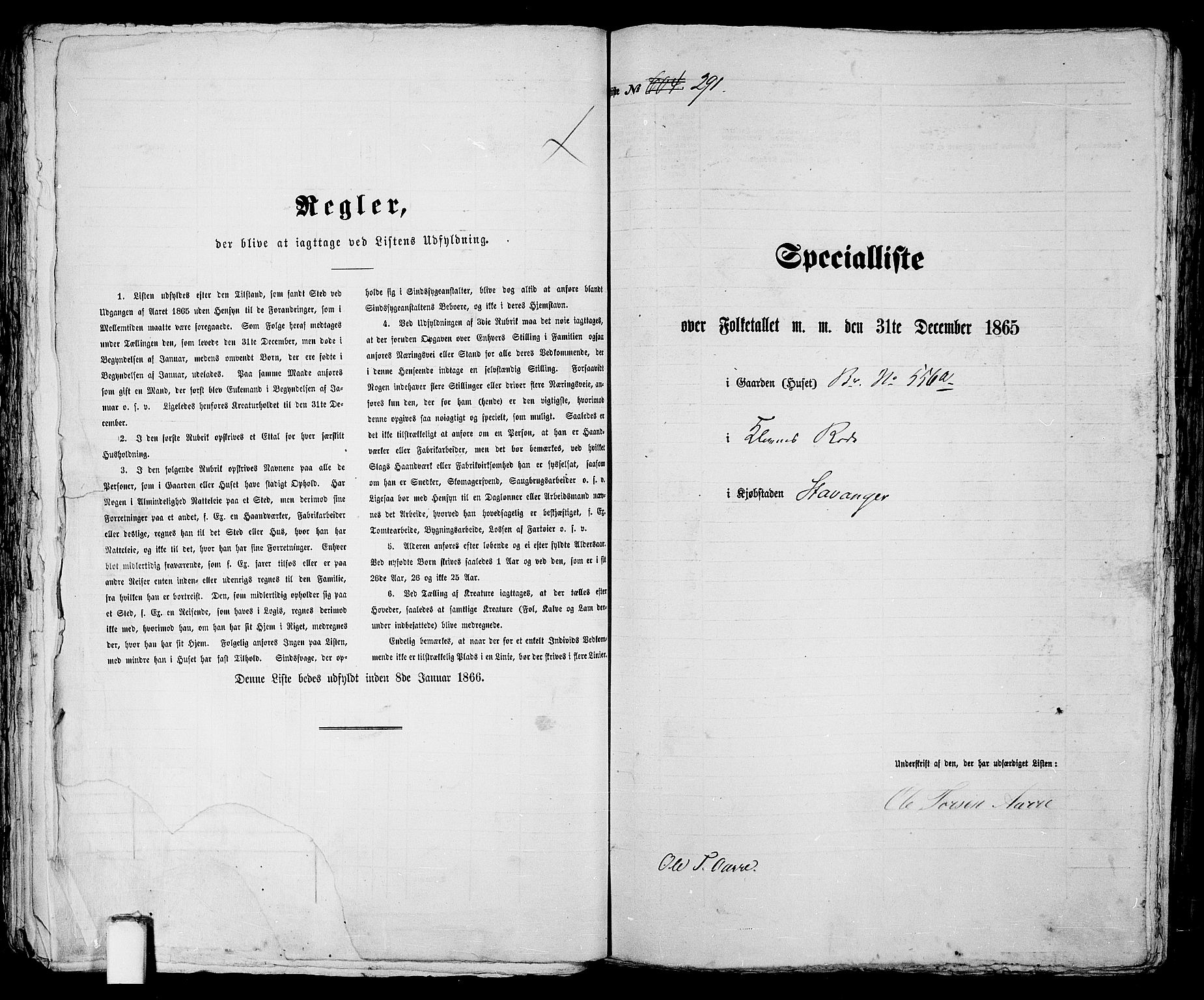 RA, 1865 census for Stavanger, 1865, p. 611