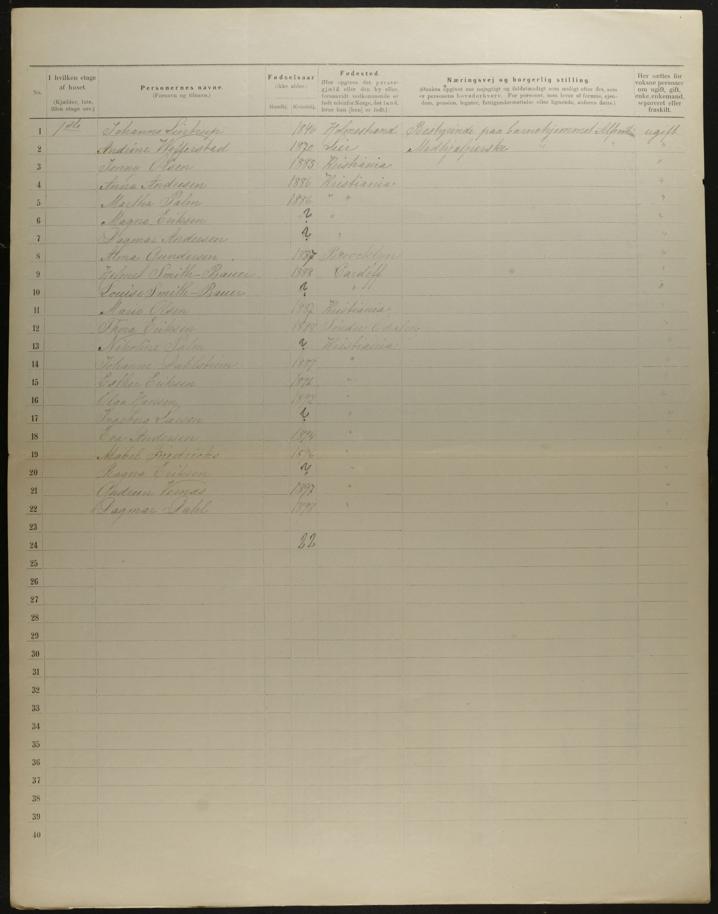 OBA, Municipal Census 1901 for Kristiania, 1901, p. 11256