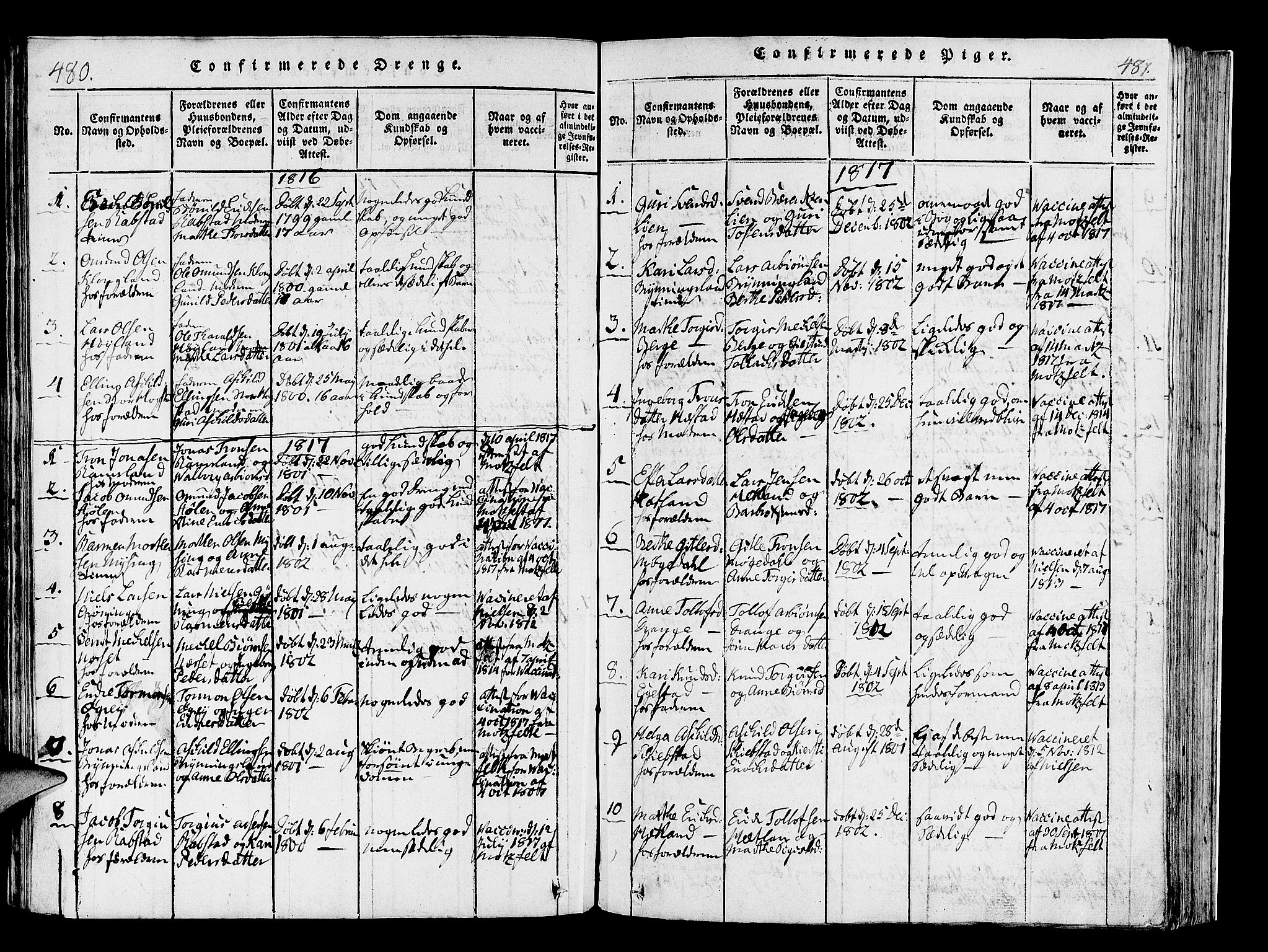 Helleland sokneprestkontor, SAST/A-101810: Parish register (official) no. A 4, 1815-1834, p. 480-481