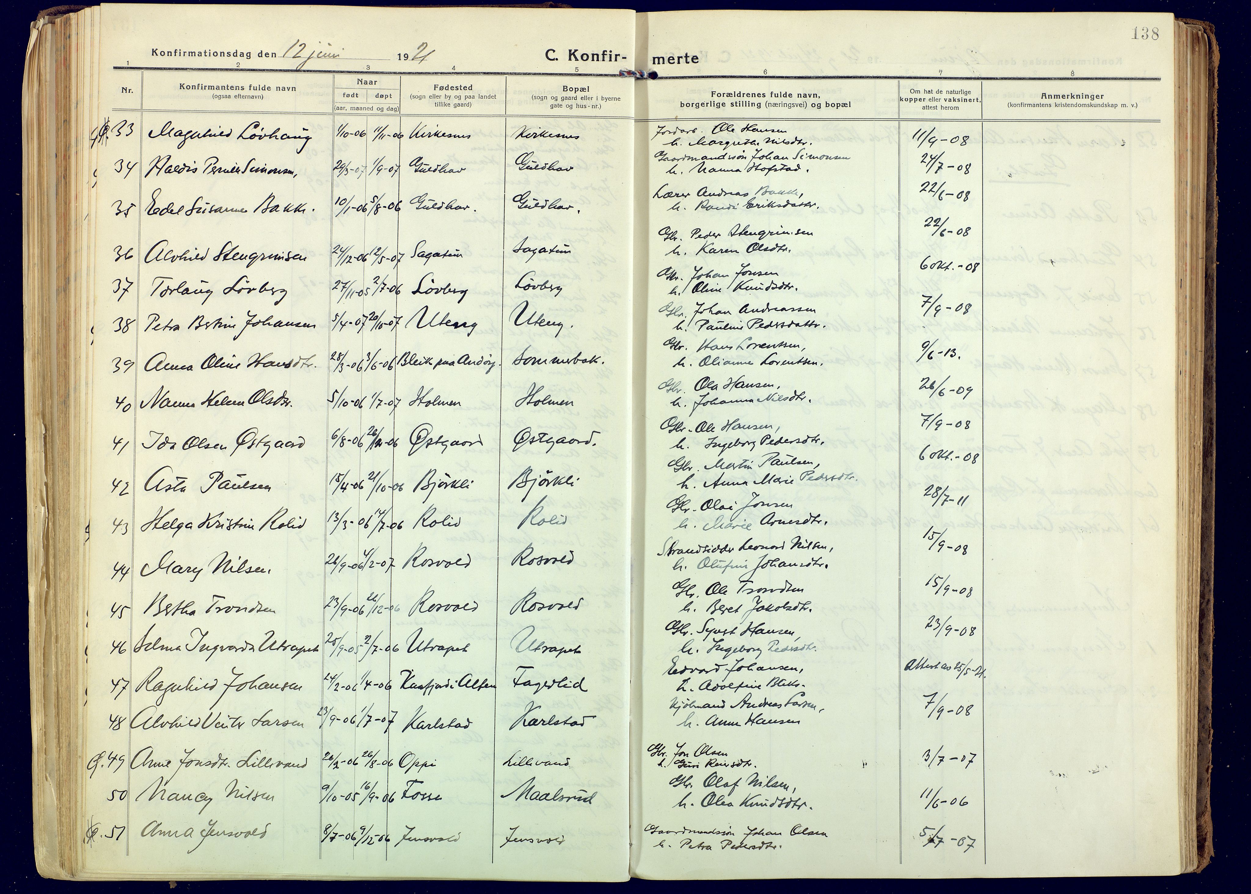Målselv sokneprestembete, SATØ/S-1311/G/Ga/Gaa/L0014kirke: Parish register (official) no. 14, 1919-1932, p. 138