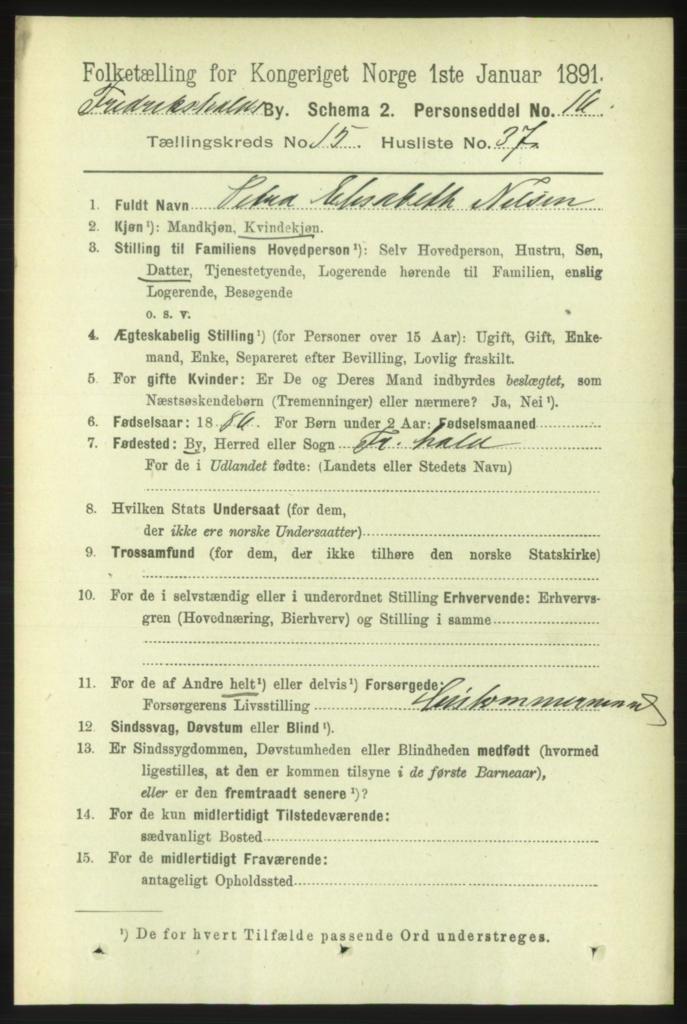 RA, 1891 census for 0101 Fredrikshald, 1891, p. 9893