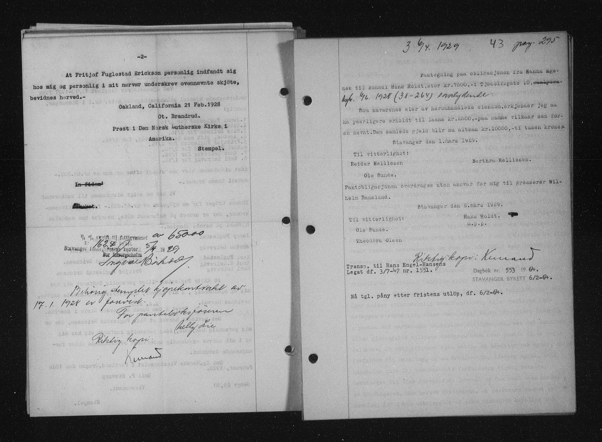 Stavanger byfogd, SAST/A-101408/001/4/41/410/410BB/L0055: Mortgage book no. 43, 1928-1929, Deed date: 06.04.1929