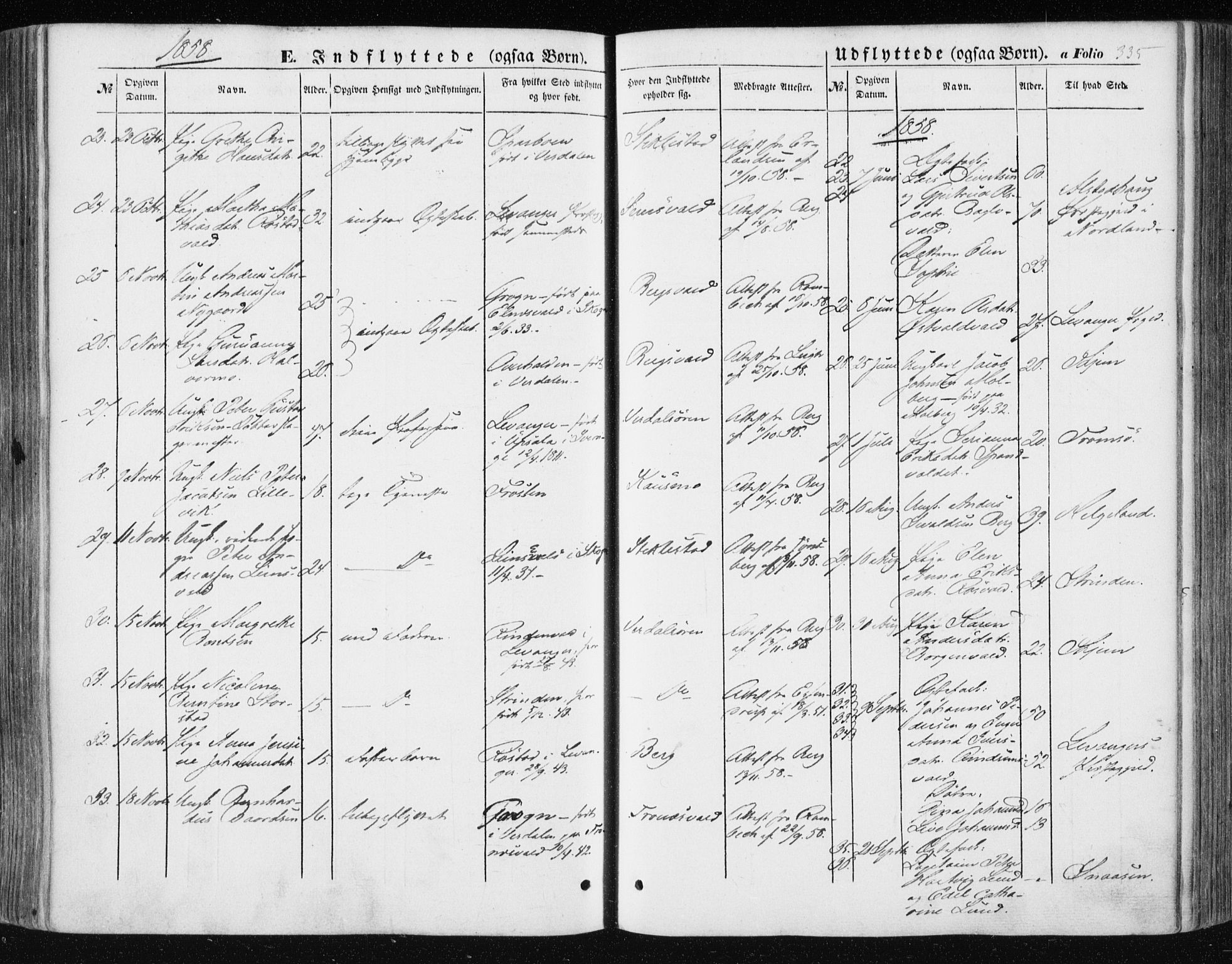 Ministerialprotokoller, klokkerbøker og fødselsregistre - Nord-Trøndelag, SAT/A-1458/723/L0240: Parish register (official) no. 723A09, 1852-1860, p. 335