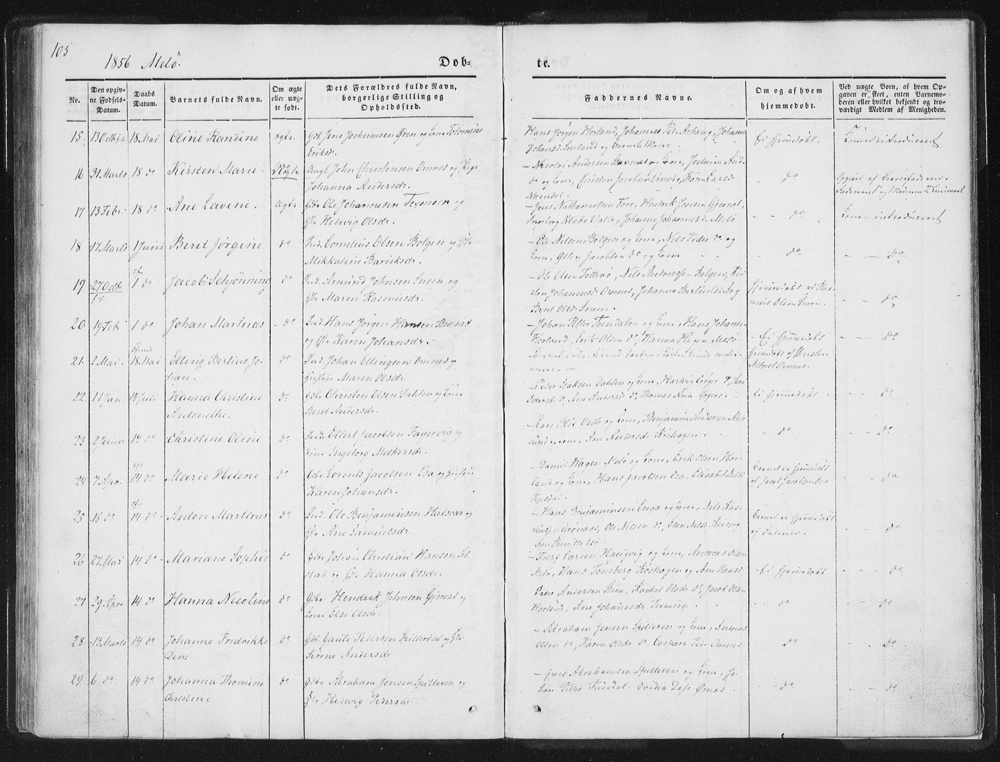 Ministerialprotokoller, klokkerbøker og fødselsregistre - Nordland, AV/SAT-A-1459/841/L0602: Parish register (official) no. 841A08 /2, 1845-1859, p. 105