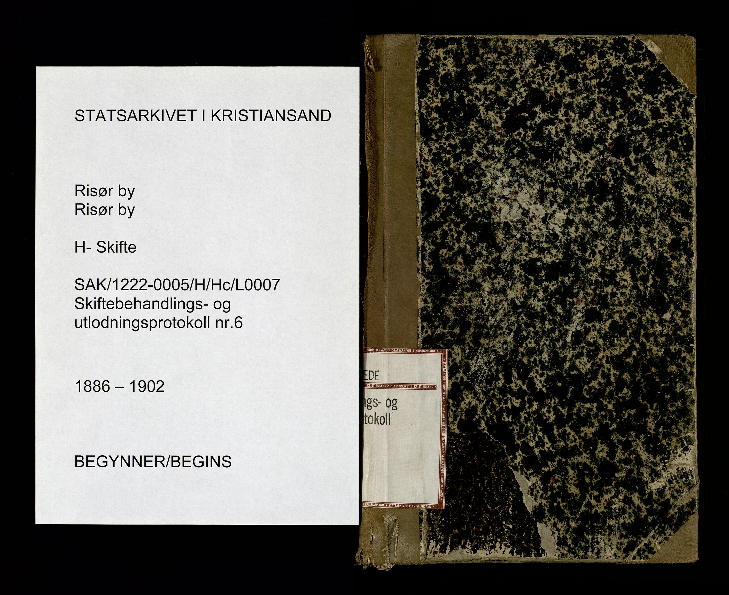 Risør byfogd, AV/SAK-1222-0005/H/Hc/L0007: Skiftebehandlings- og utlodningsprotokoll nr. 6, 1886-1902