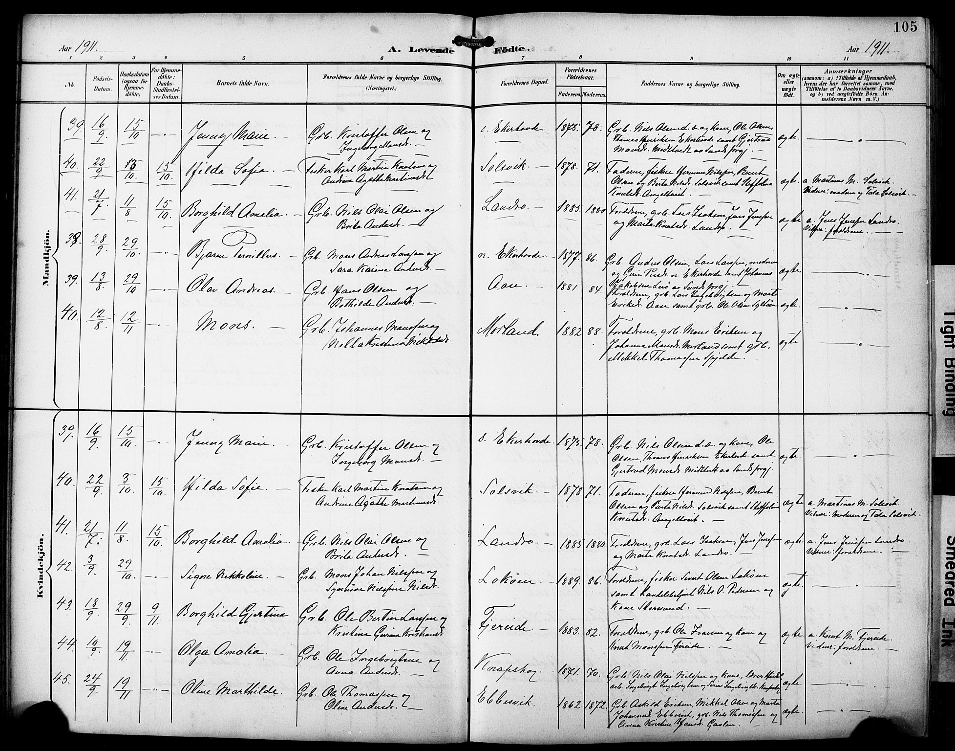 Fjell sokneprestembete, AV/SAB-A-75301/H/Hab: Parish register (copy) no. A 5, 1899-1918, p. 105