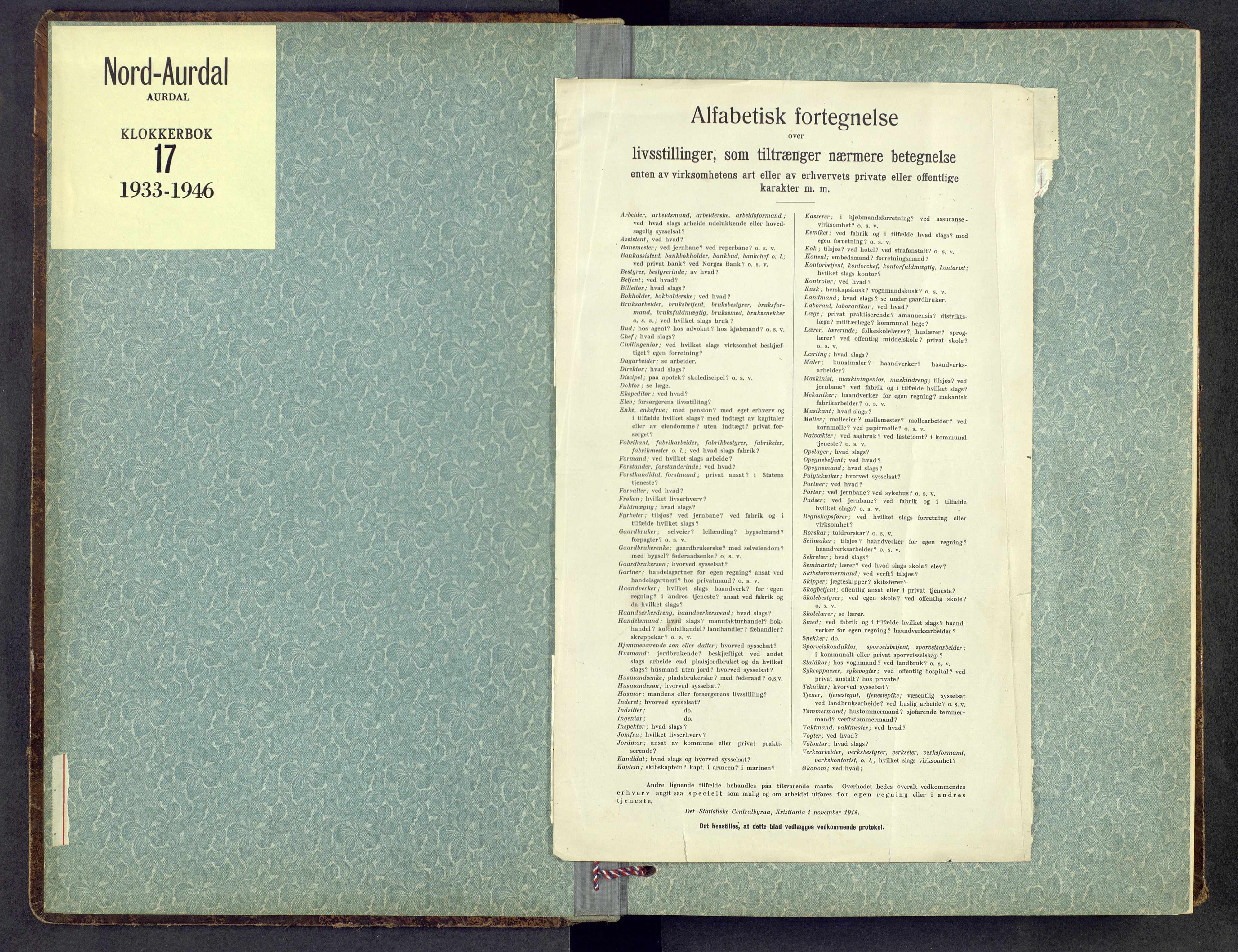 Nord-Aurdal prestekontor, SAH/PREST-132/H/Ha/Hab/L0017: Parish register (copy) no. 17, 1933-1946