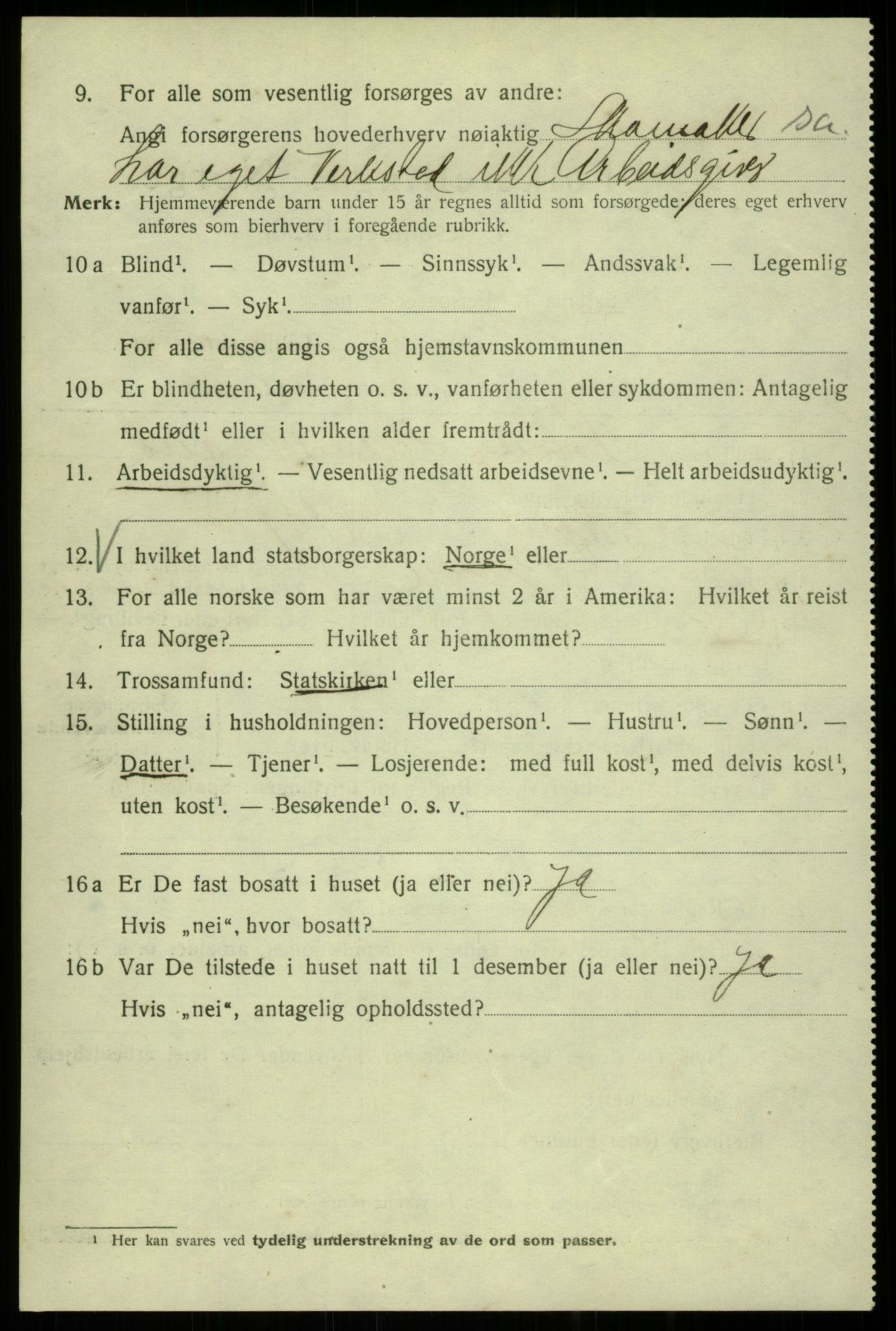 SAB, 1920 census for Bergen, 1920, p. 96281