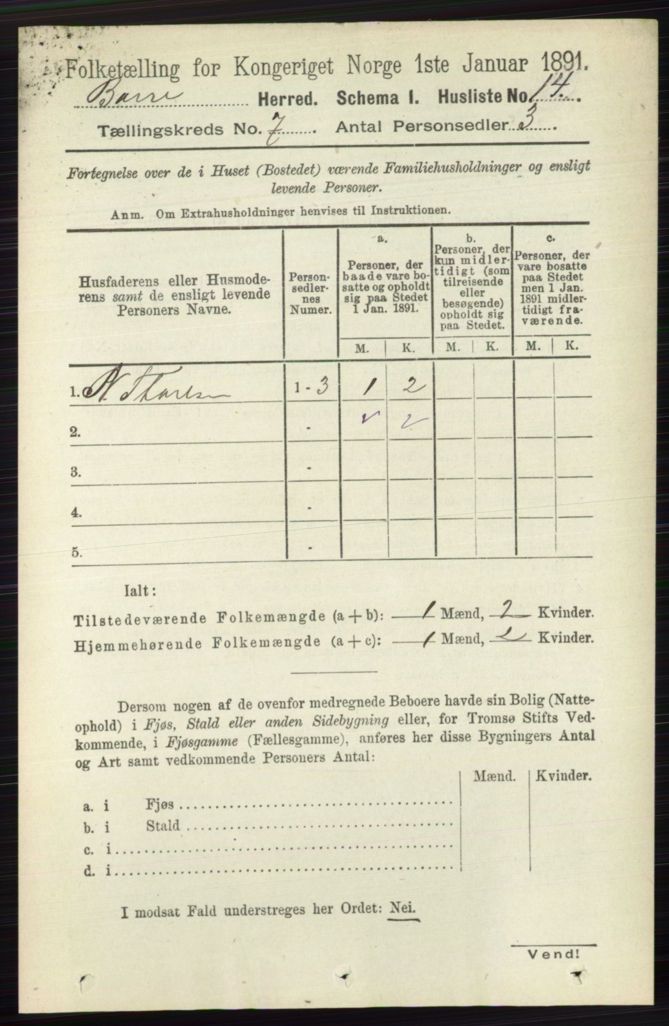 RA, 1891 census for 0717 Borre, 1891, p. 3150