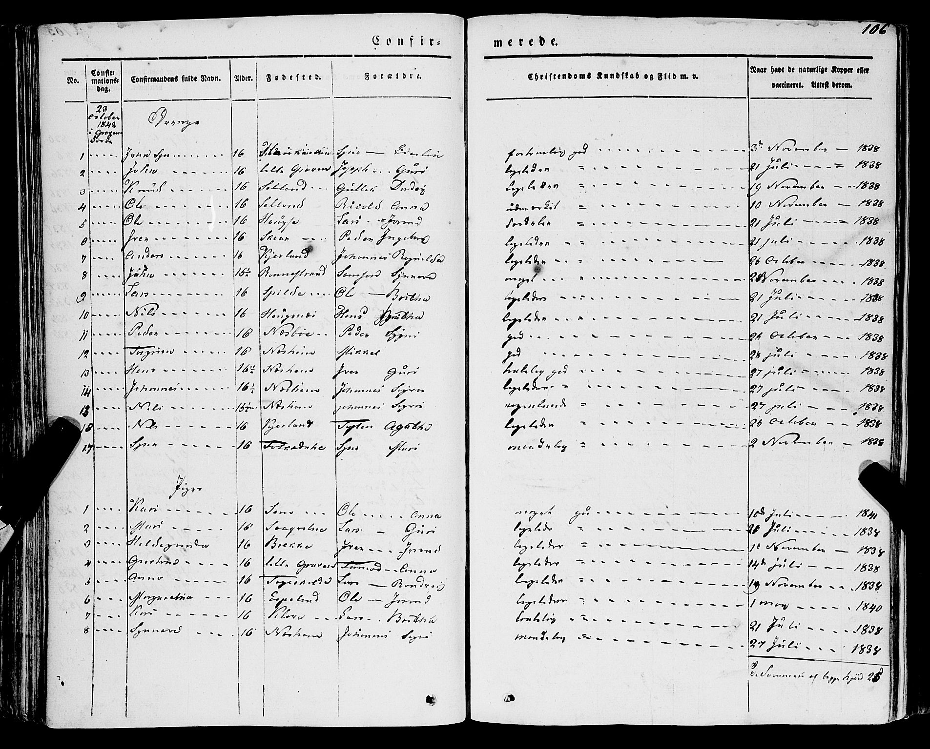 Ulvik sokneprestembete, SAB/A-78801/H/Haa: Parish register (official) no. A 12, 1839-1853, p. 106