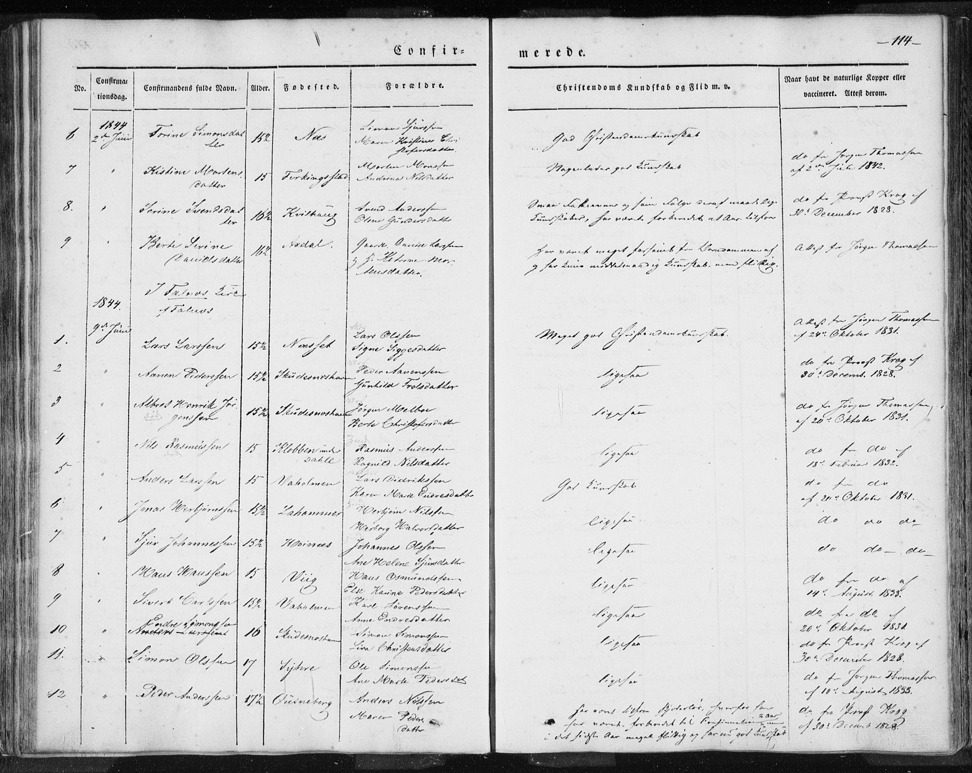 Skudenes sokneprestkontor, AV/SAST-A -101849/H/Ha/Haa/L0002: Parish register (official) no. A 2.1, 1841-1846, p. 114