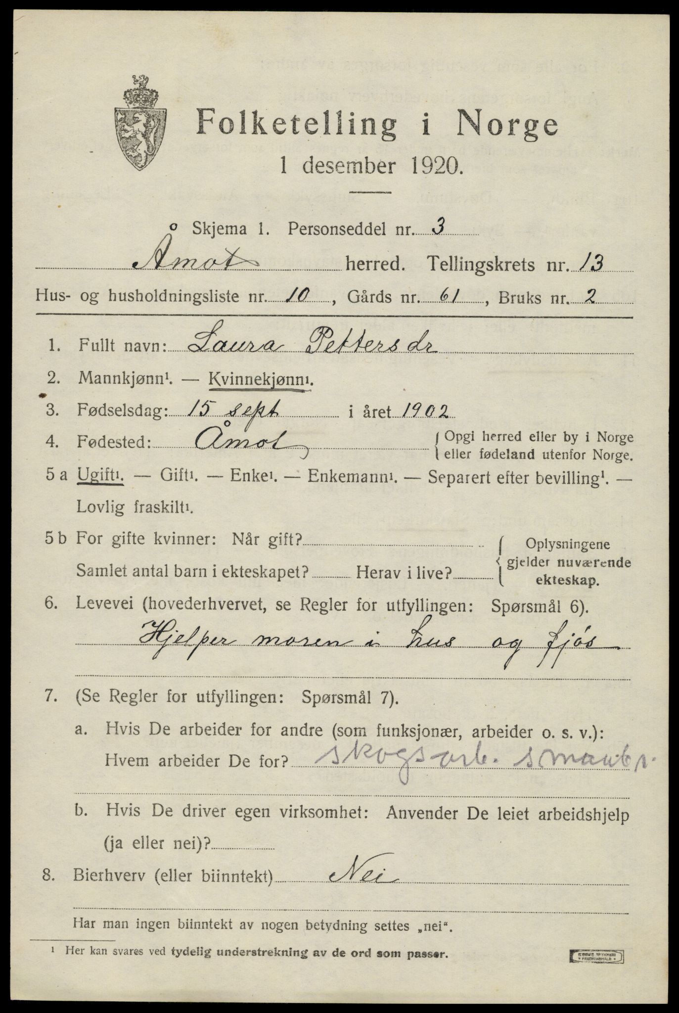 SAH, 1920 census for Åmot, 1920, p. 10859