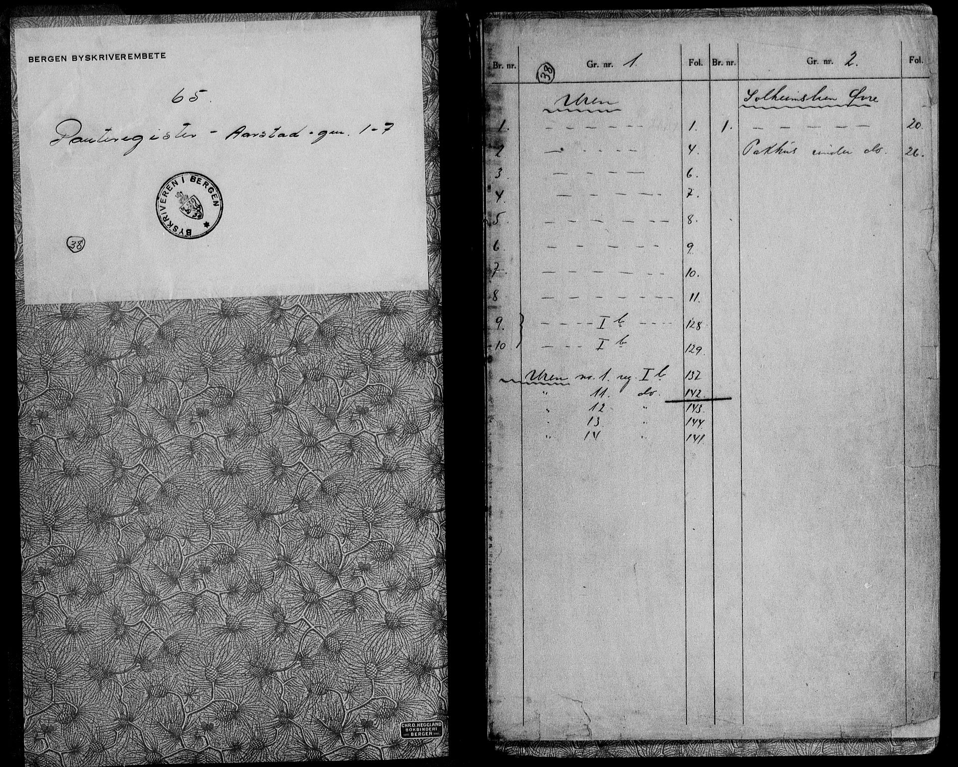 Byfogd og Byskriver i Bergen, SAB/A-3401/03/03AdD/L0065: Mortgage register no. A.d.D.65, 1894-1936, p. 1