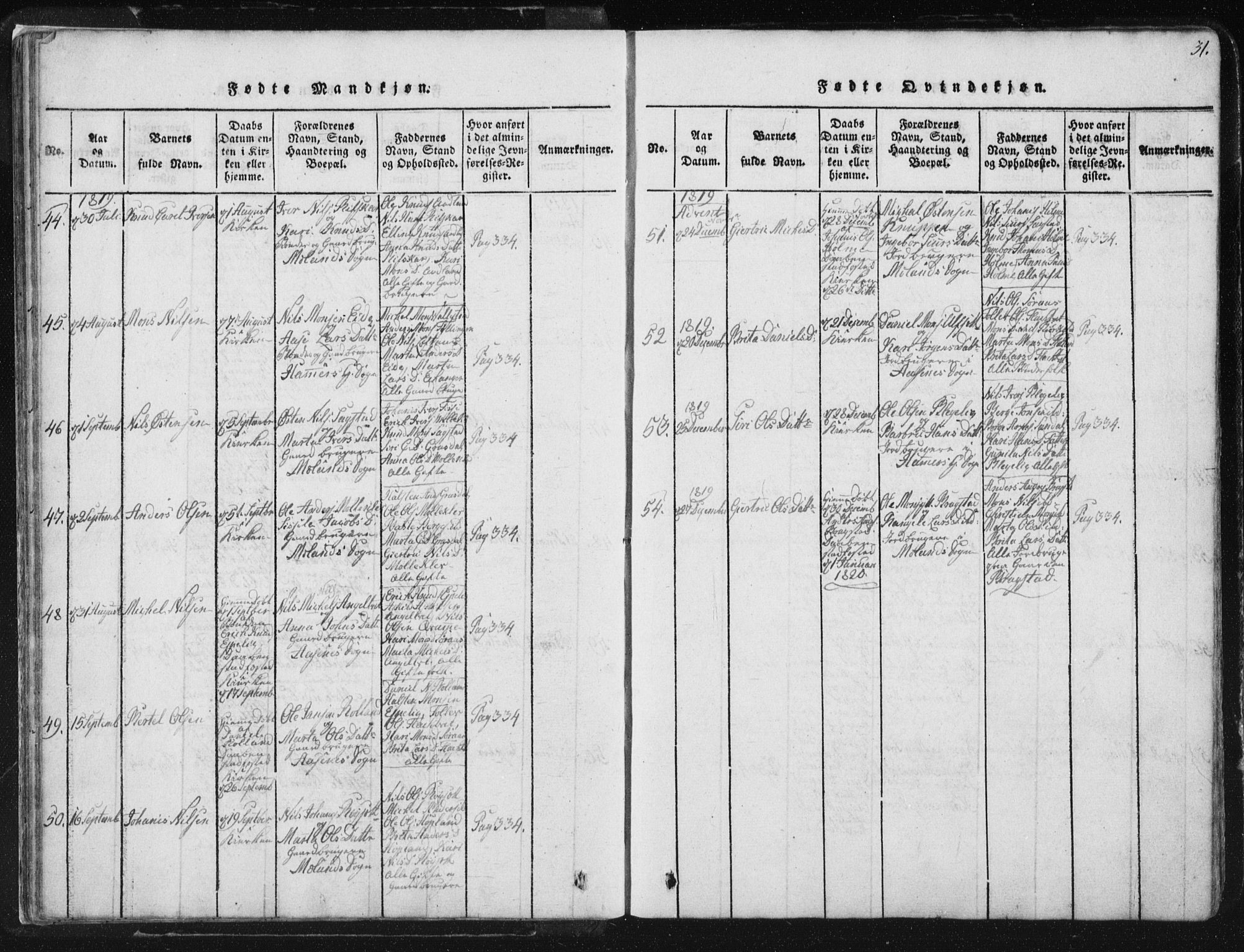 Hamre sokneprestembete, AV/SAB-A-75501/H/Ha/Haa/Haaa/L0010: Parish register (official) no. A 10, 1816-1826, p. 31