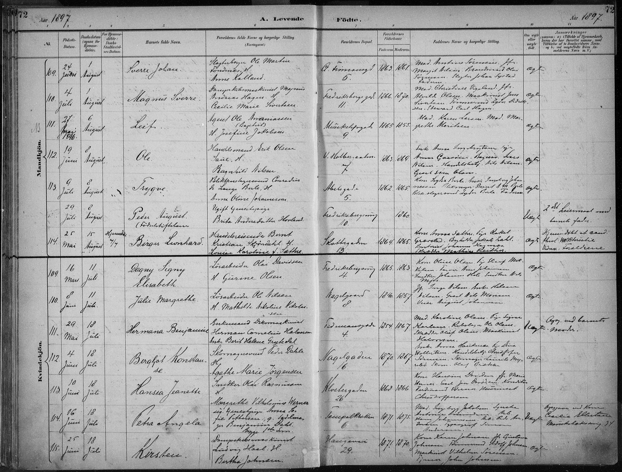 Nykirken Sokneprestembete, SAB/A-77101/H/Haa/L0018: Parish register (official) no. B 6, 1895-1903, p. 72