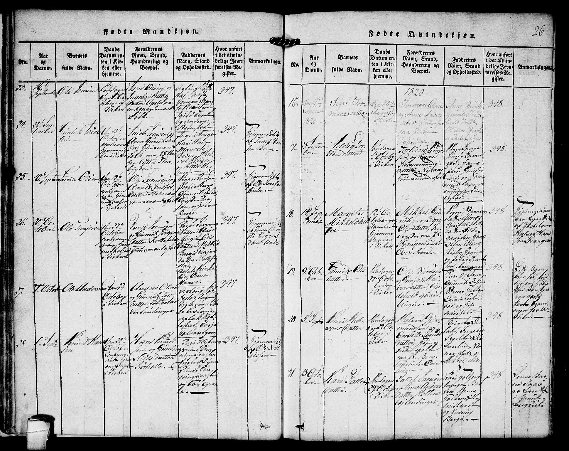 Kviteseid kirkebøker, SAKO/A-276/F/Fa/L0005: Parish register (official) no. I 5, 1815-1836, p. 26