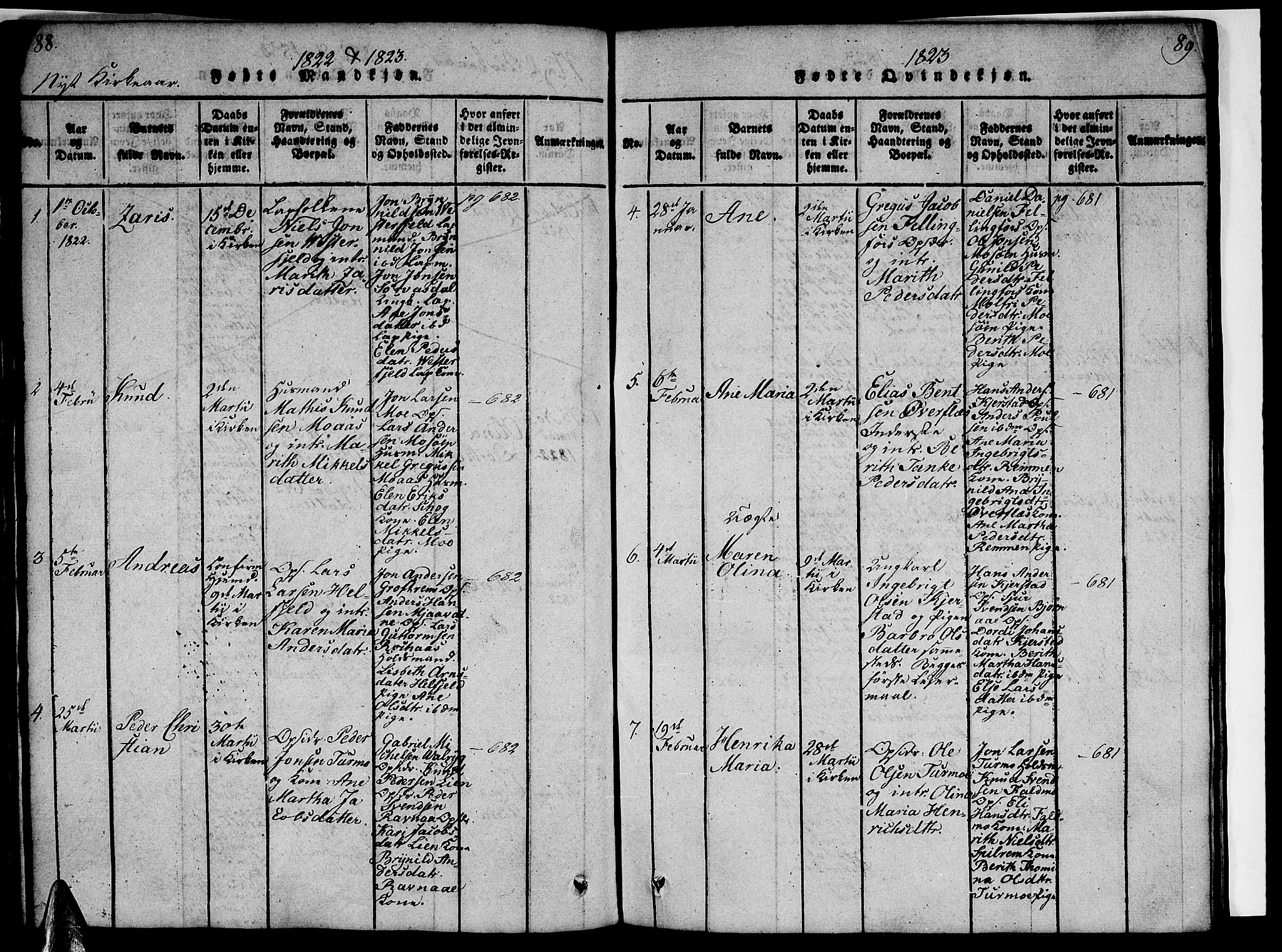 Ministerialprotokoller, klokkerbøker og fødselsregistre - Nordland, AV/SAT-A-1459/820/L0299: Parish register (copy) no. 820C01, 1820-1825, p. 88-89