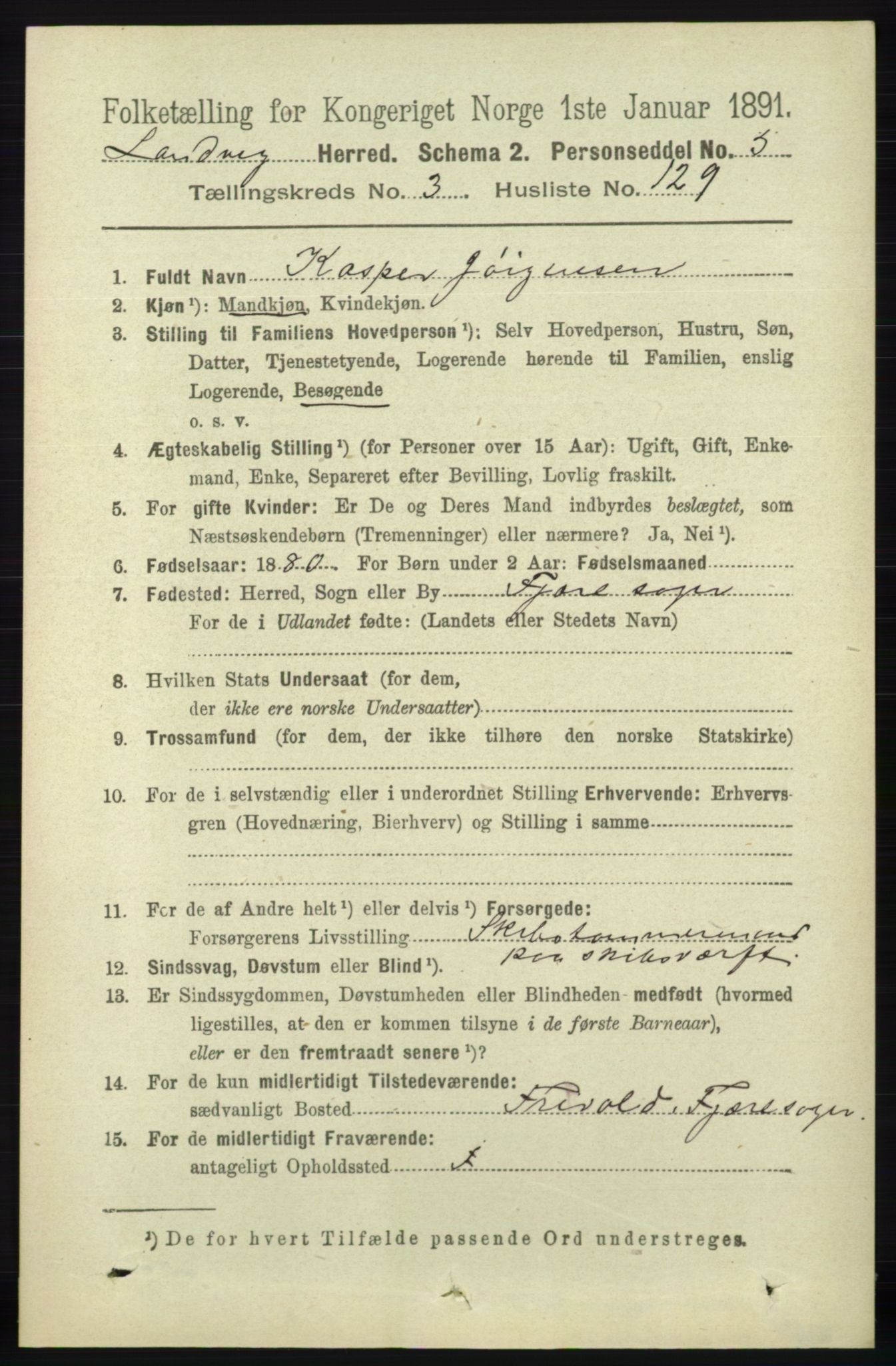 RA, 1891 census for 0924 Landvik, 1891, p. 1708