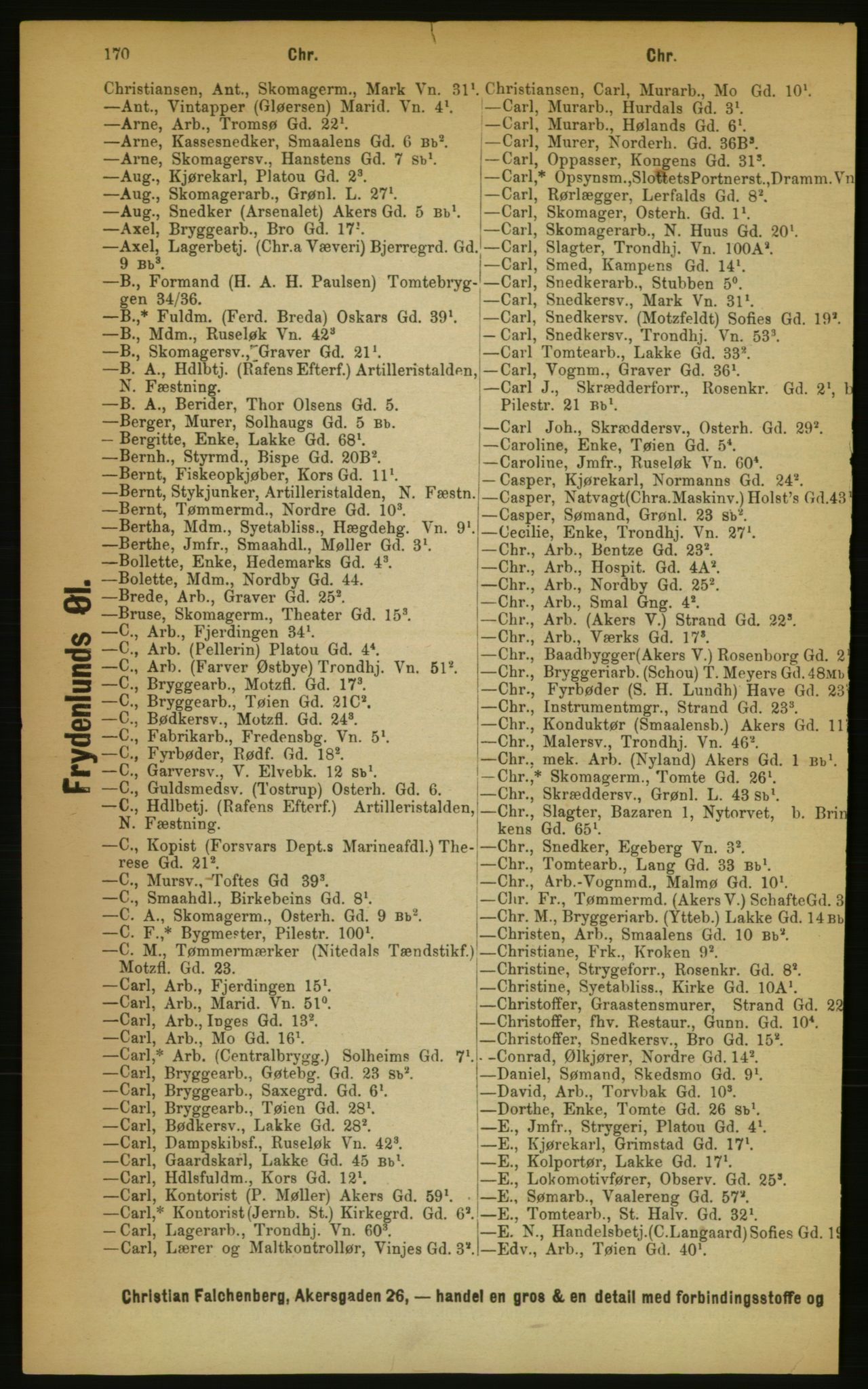 Kristiania/Oslo adressebok, PUBL/-, 1889, p. 170